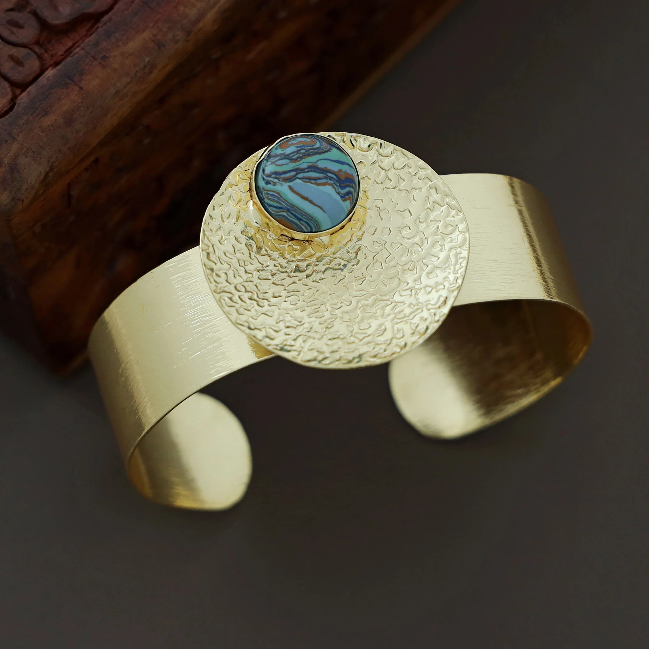 Treesa Golden Hammered Bangle - Image 7