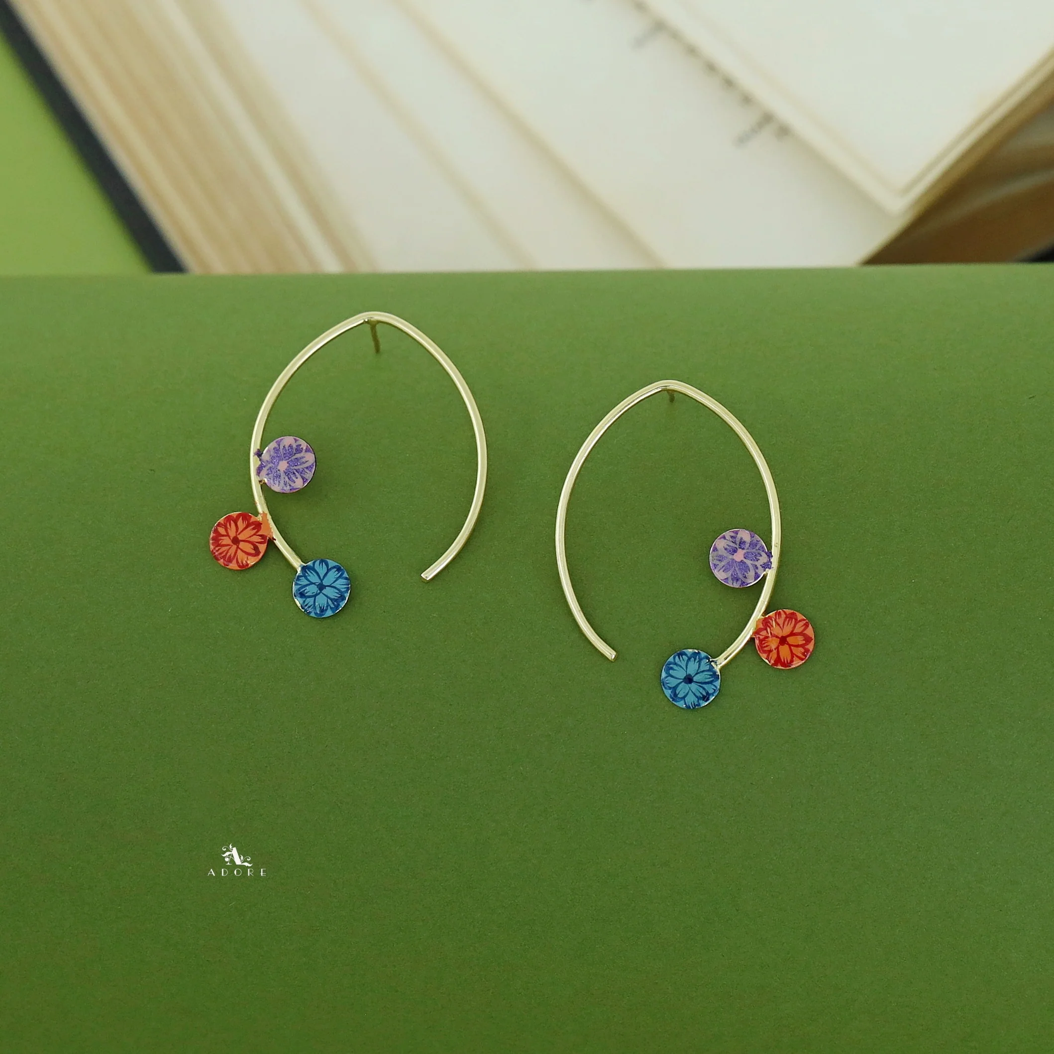 Mirsha Arch Floral Hand Painted Earring - Image 2