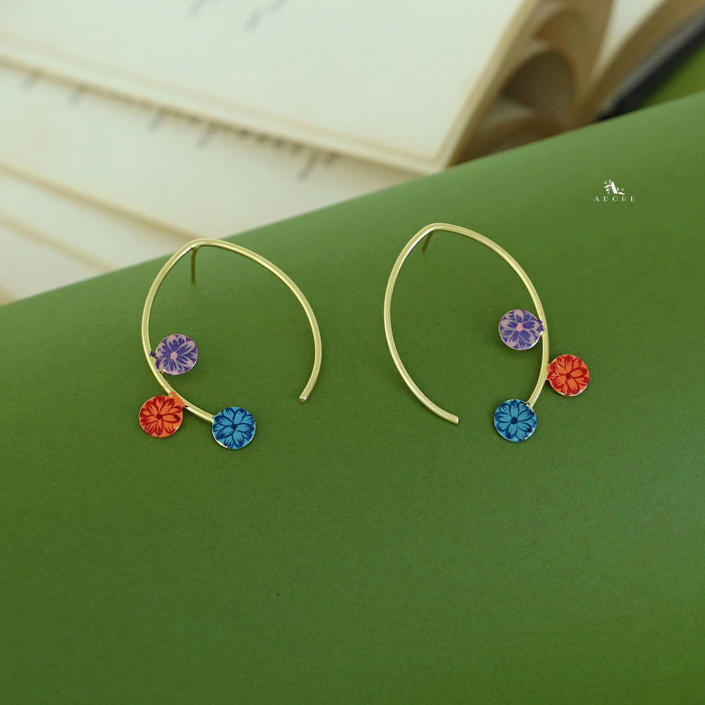 Mirsha Arch Floral Hand Painted Earring - Image 4
