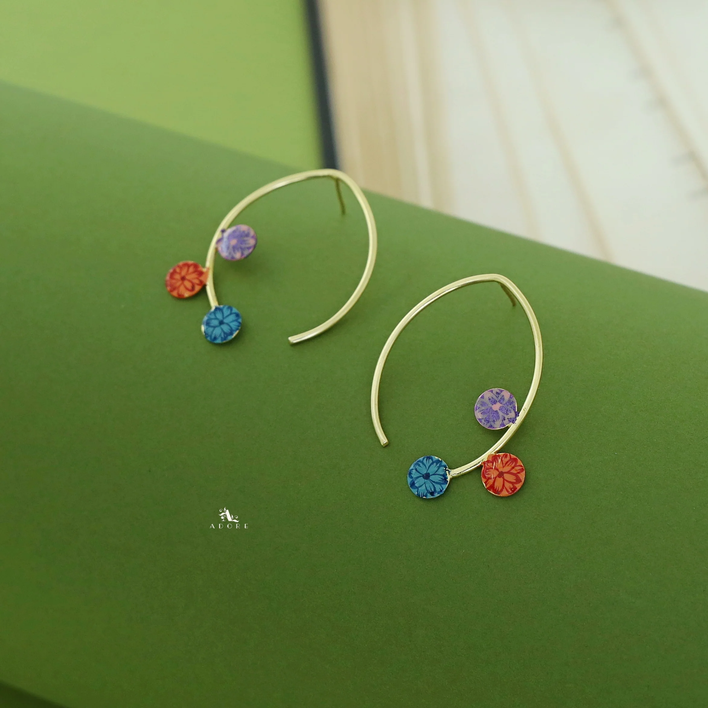 Mirsha Arch Floral Hand Painted Earring - Image 5