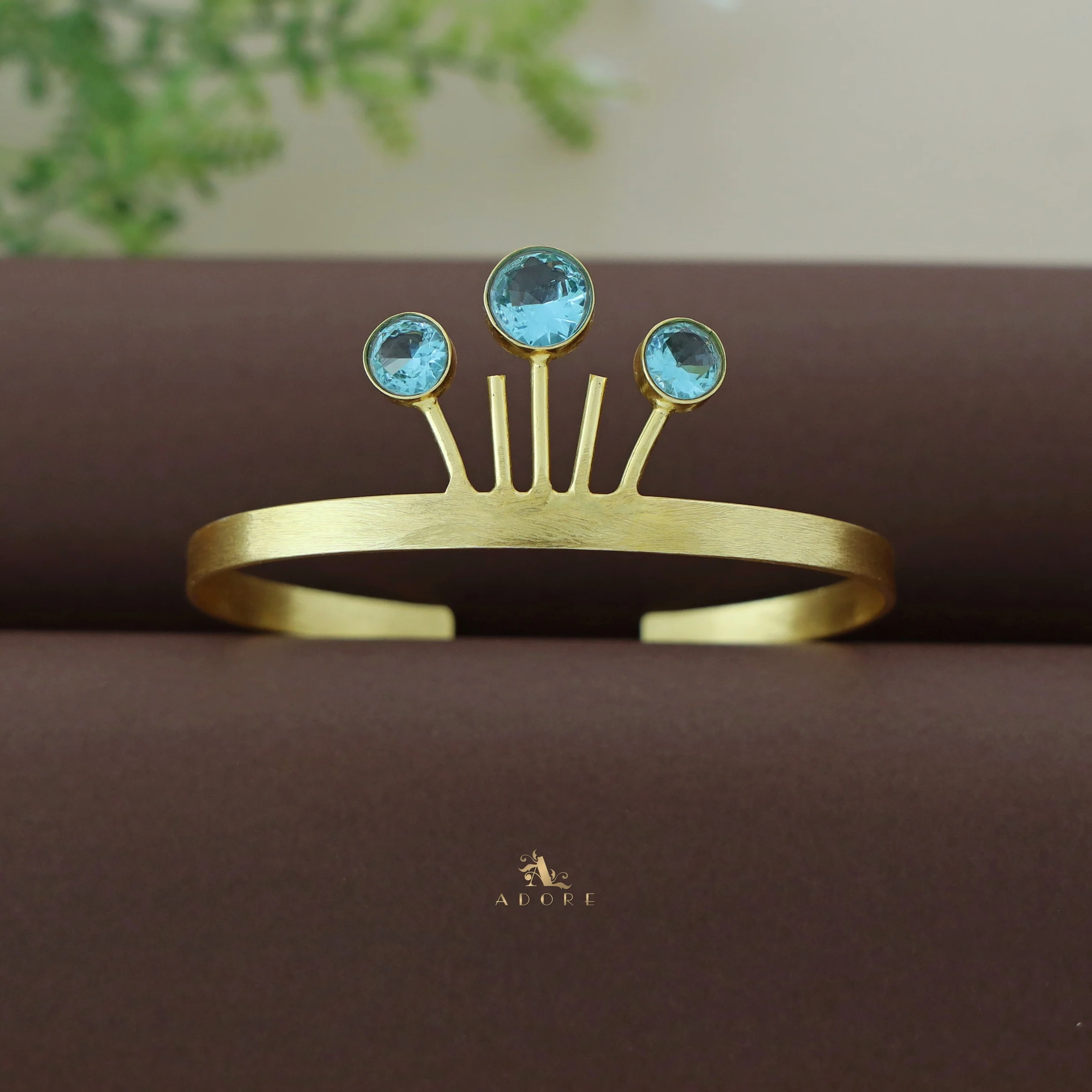 Tri Glossy Circle Crown Bangle - Image 2