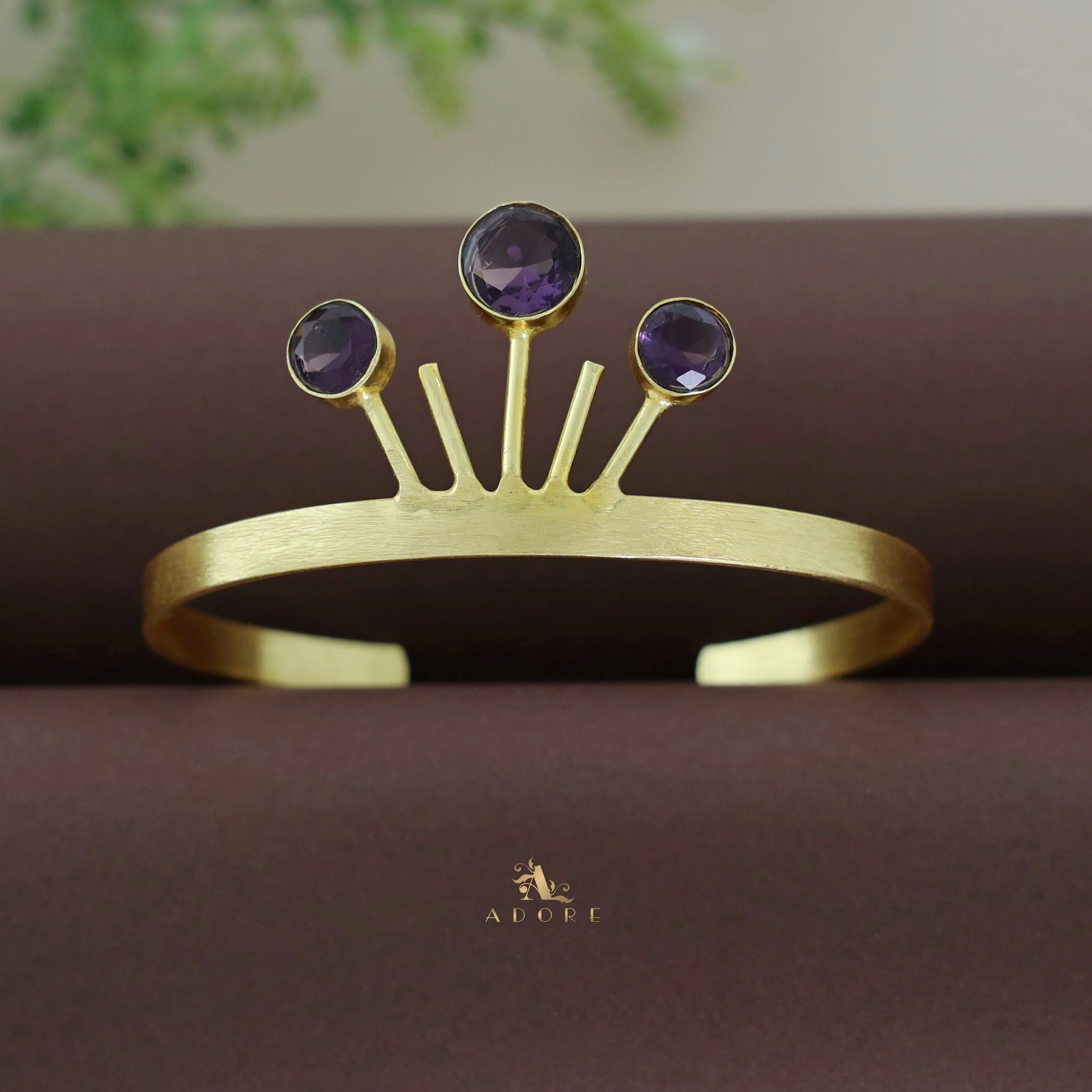 Tri Glossy Circle Crown Bangle - Image 4