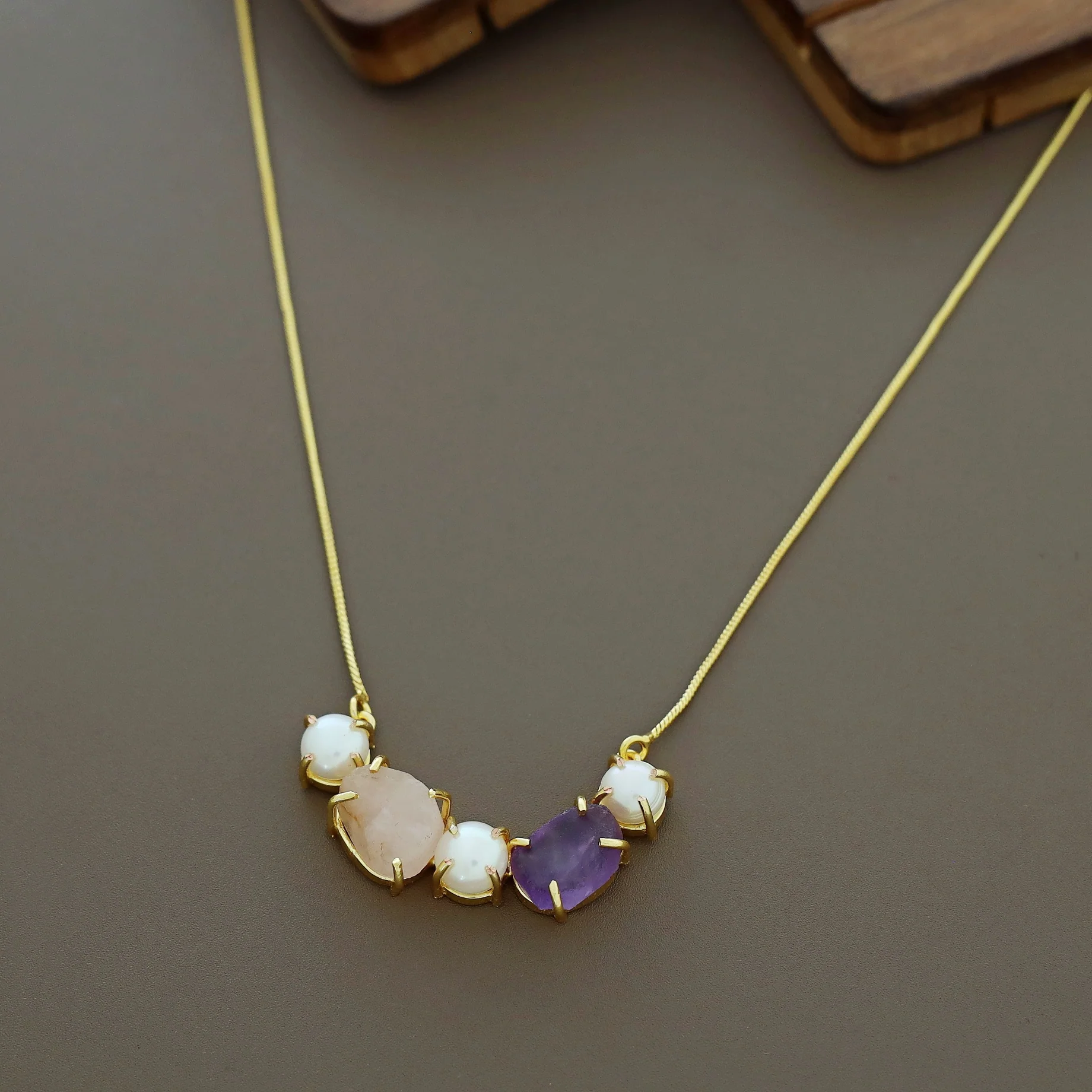 Tri Pearl Raw Stone Neckpiece - Image 10