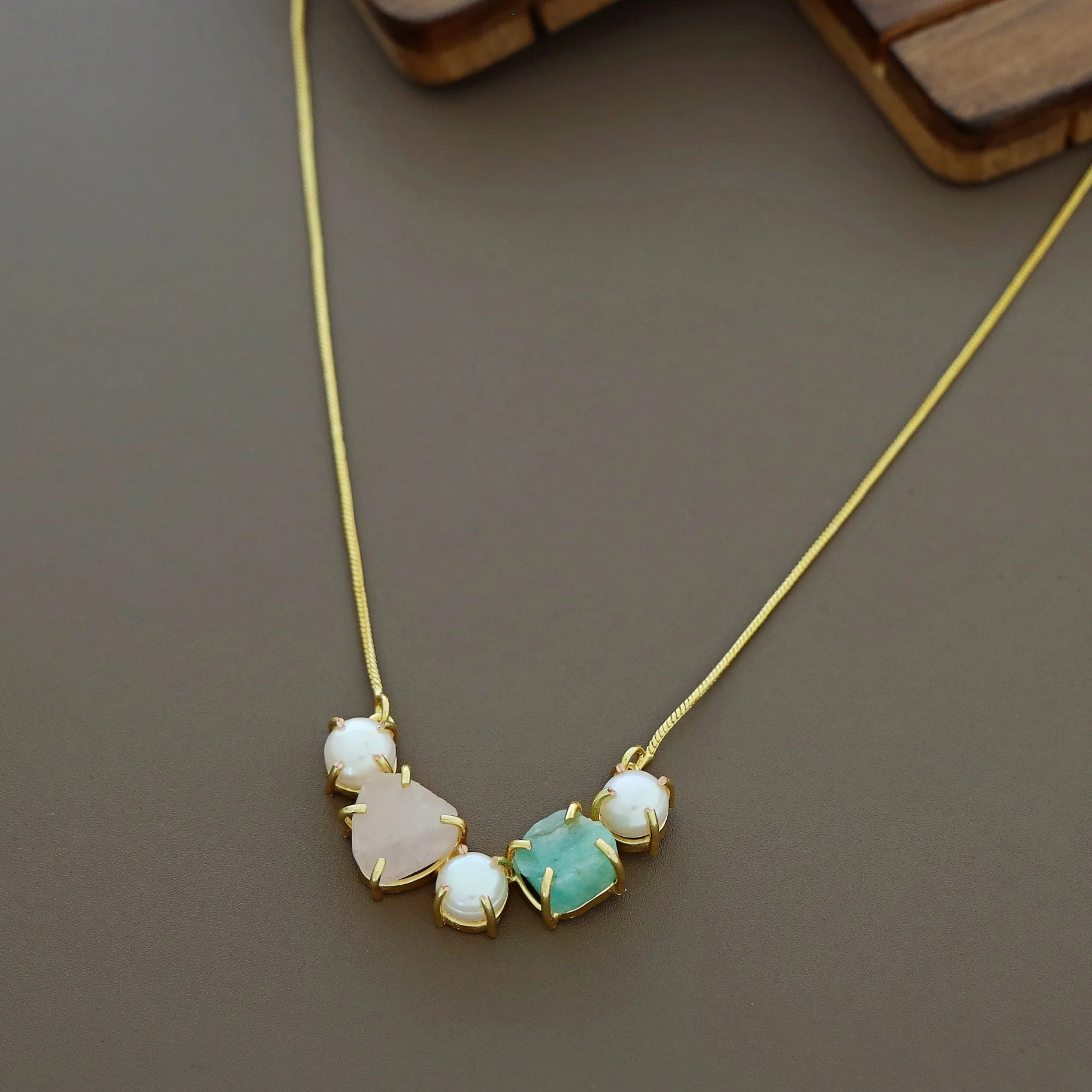 Tri Pearl Raw Stone Neckpiece - Image 11
