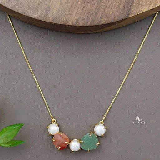Tri Pearl Raw Stone Neckpiece - Image 2