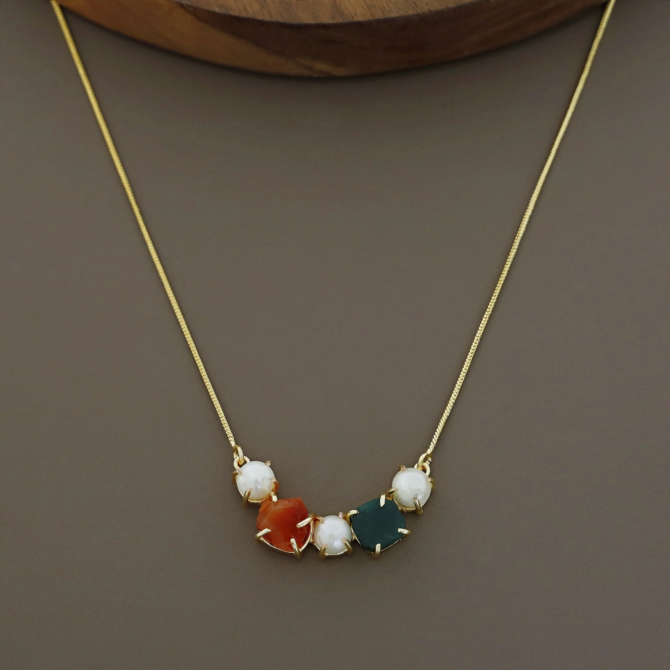Tri Pearl Raw Stone Neckpiece - Image 4