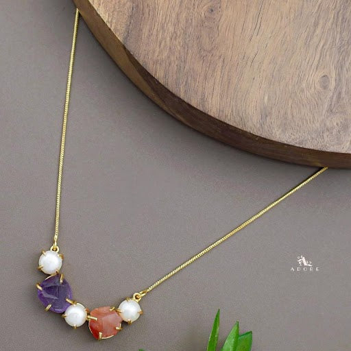 Tri Pearl Raw Stone Neckpiece - Image 5