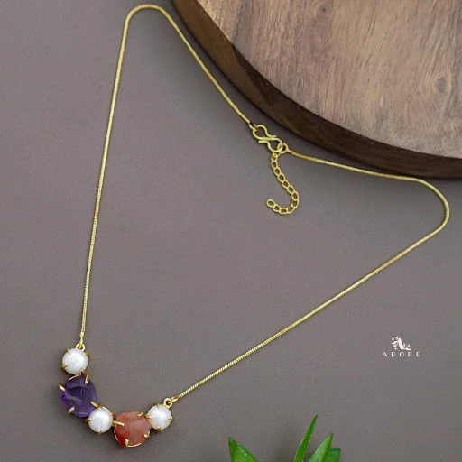 Tri Pearl Raw Stone Neckpiece - Image 6