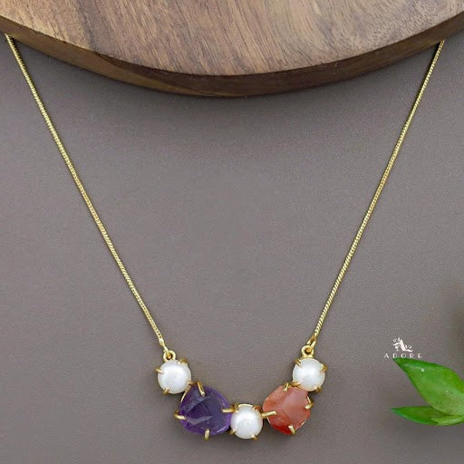Tri Pearl Raw Stone Neckpiece - Image 7