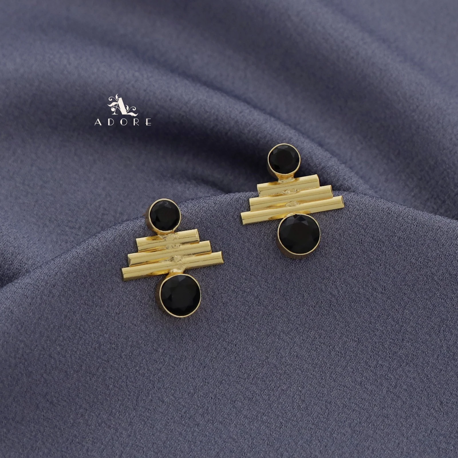 Tri Step Golden lines Glossy Earring - Image 10