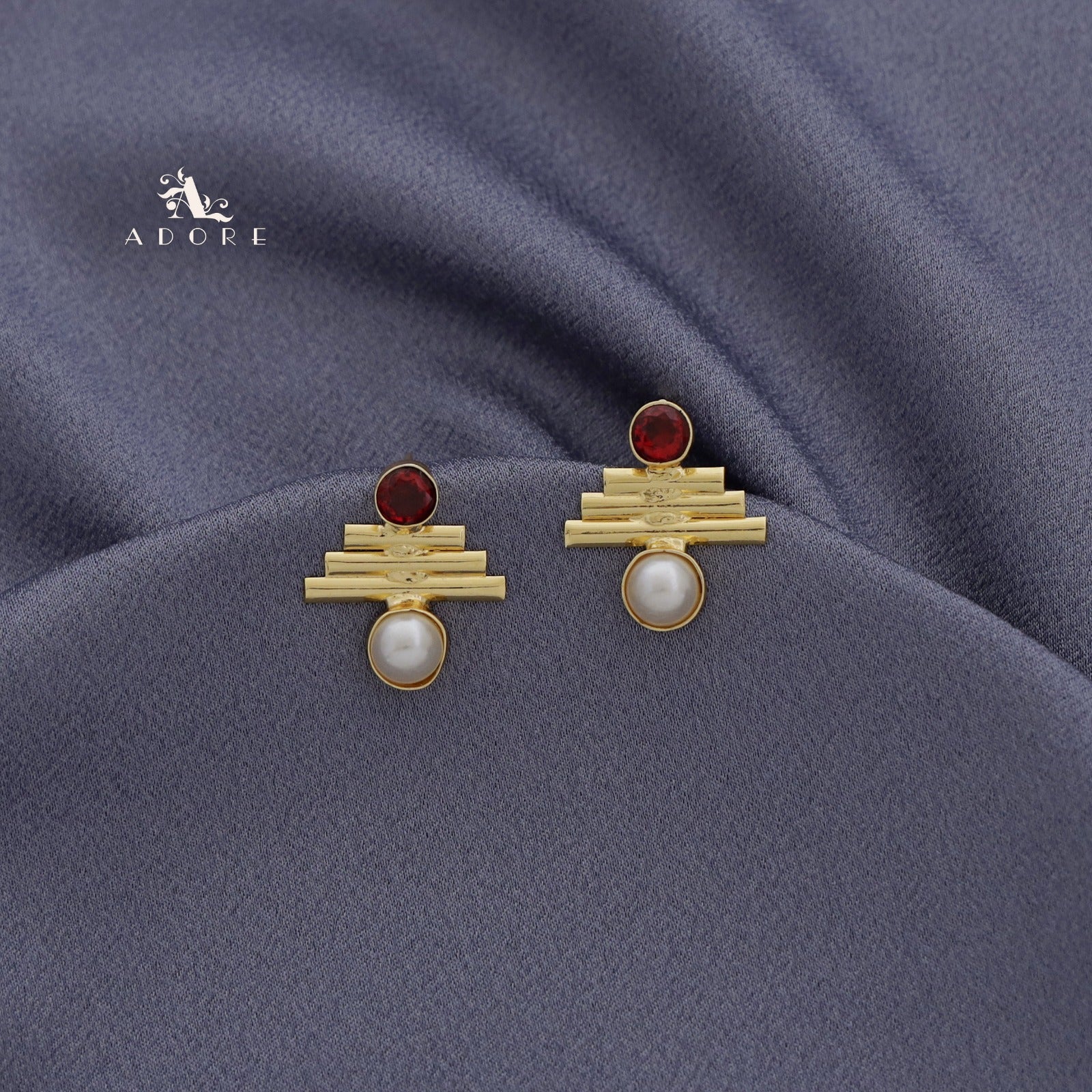 Tri Step Golden lines Glossy Earring - Image 13