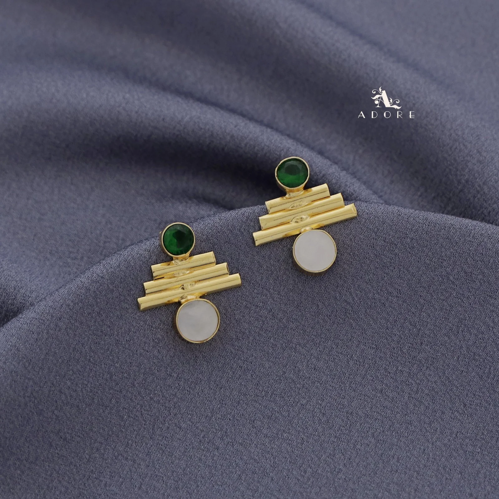 Tri Step Golden lines Glossy Earring - Image 8