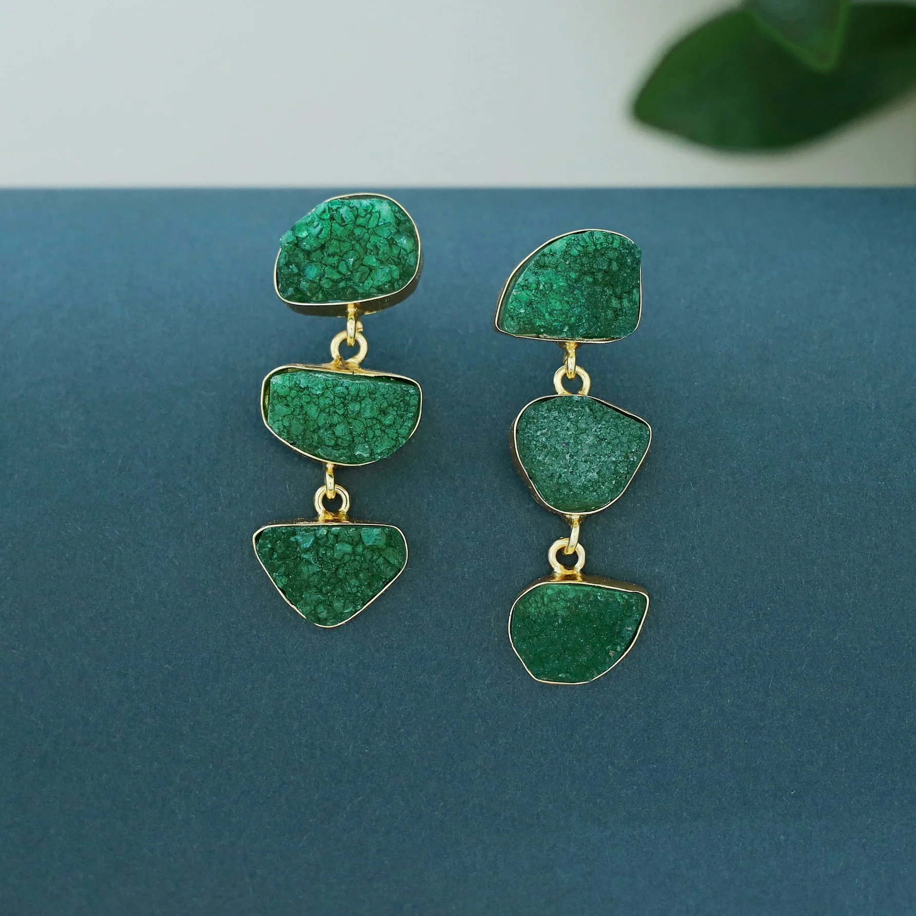 Trikaya Triple Druzy Stone Earring - Image 10