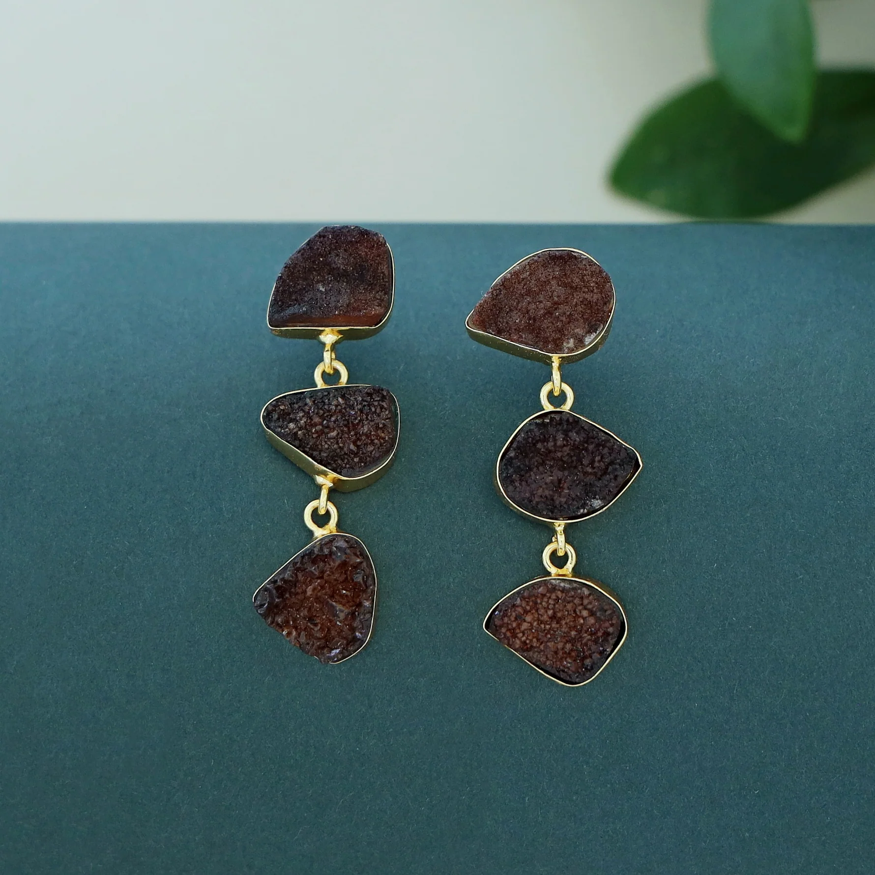 Trikaya Triple Druzy Stone Earring - Image 4