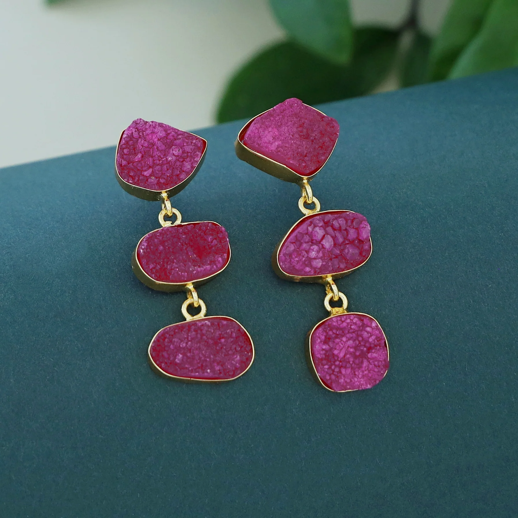 Trikaya Triple Druzy Stone Earring - Image 9