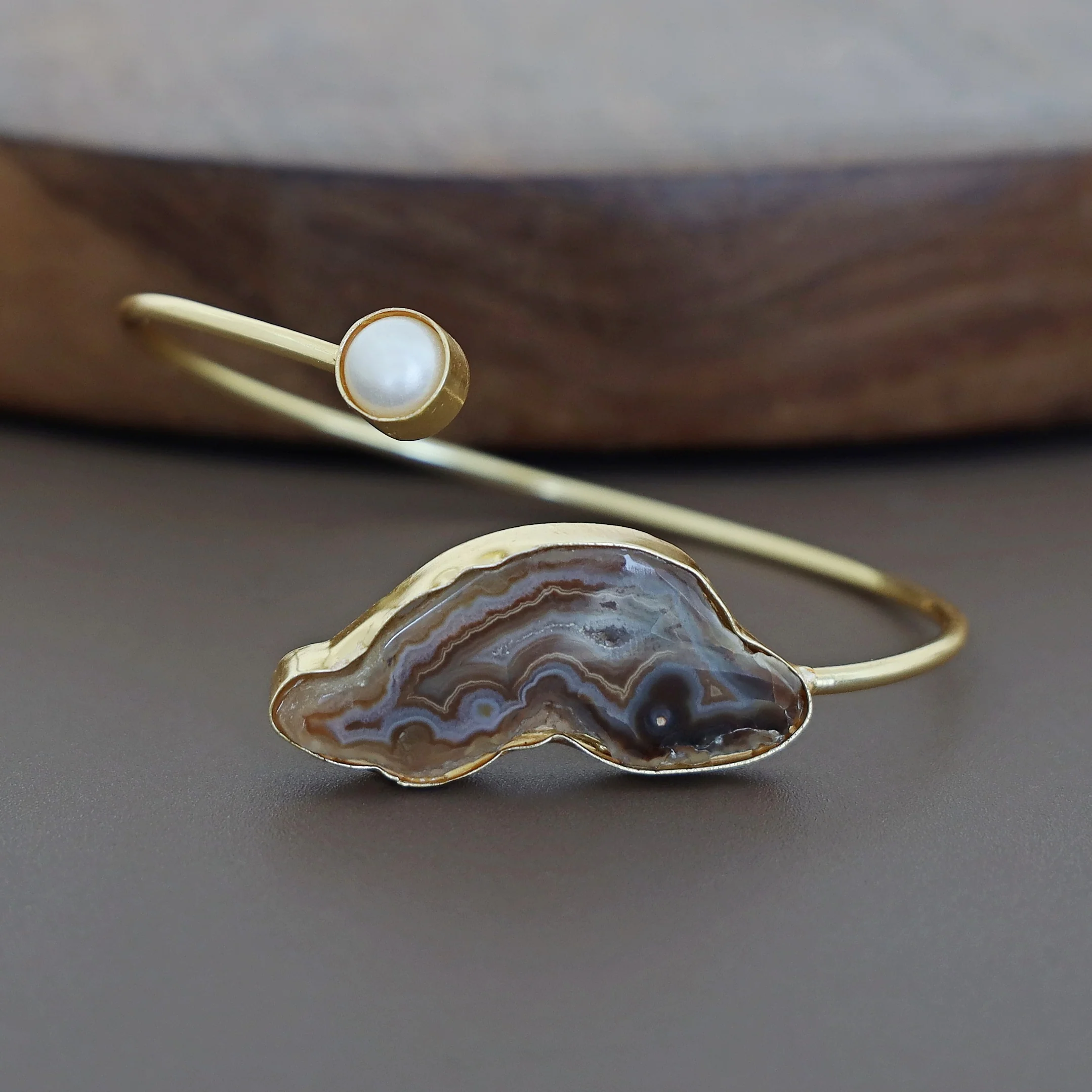 Trish Solar Agate + Pearl Bangle - Image 11