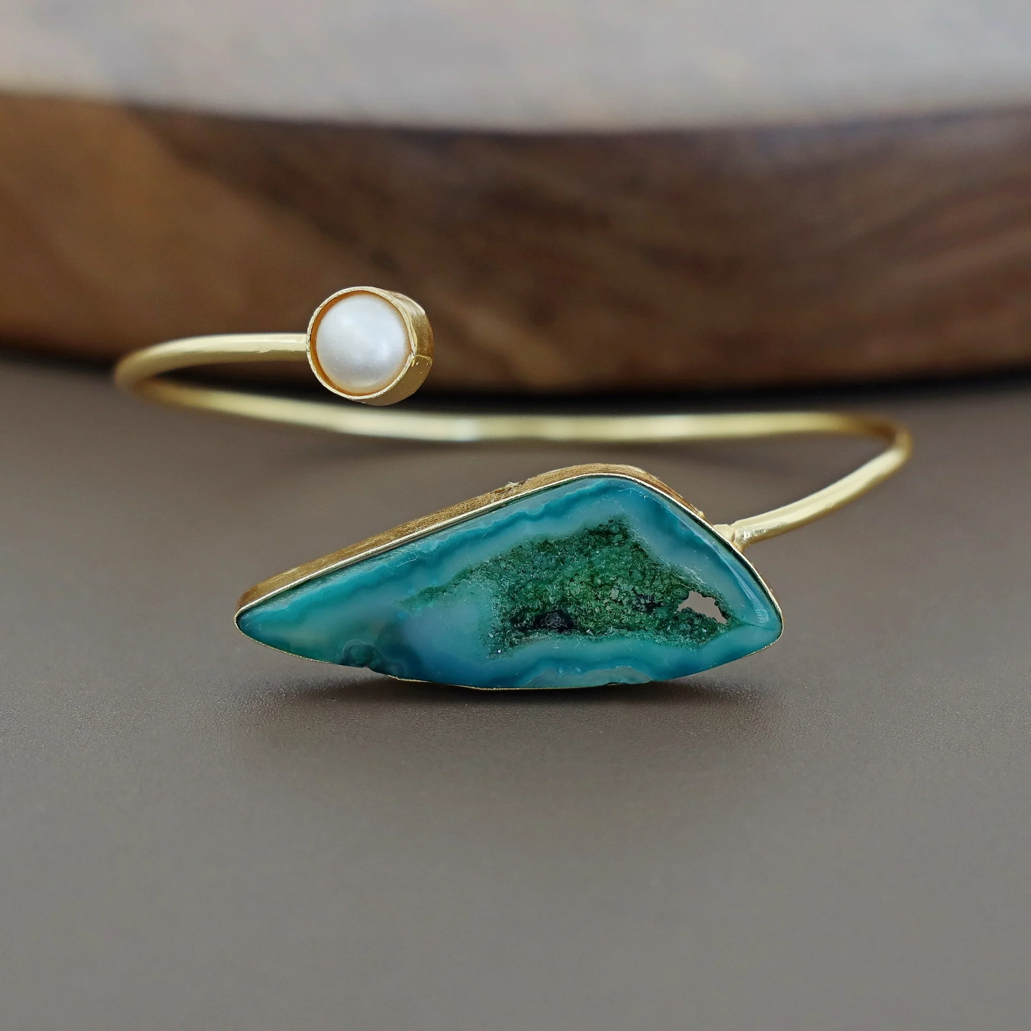 Trish Solar Agate + Pearl Bangle - Image 14