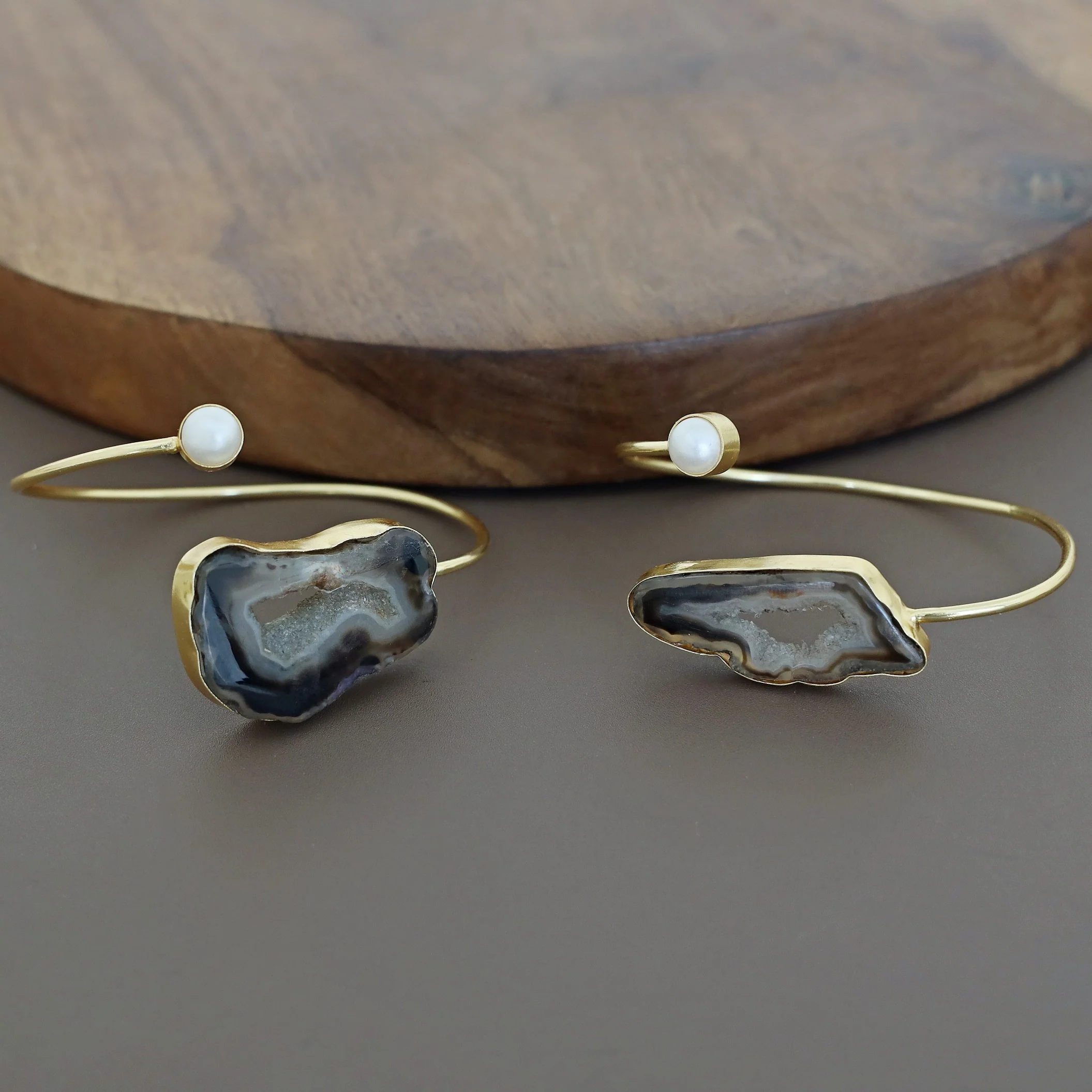 Trish Solar Agate + Pearl Bangle - Image 2