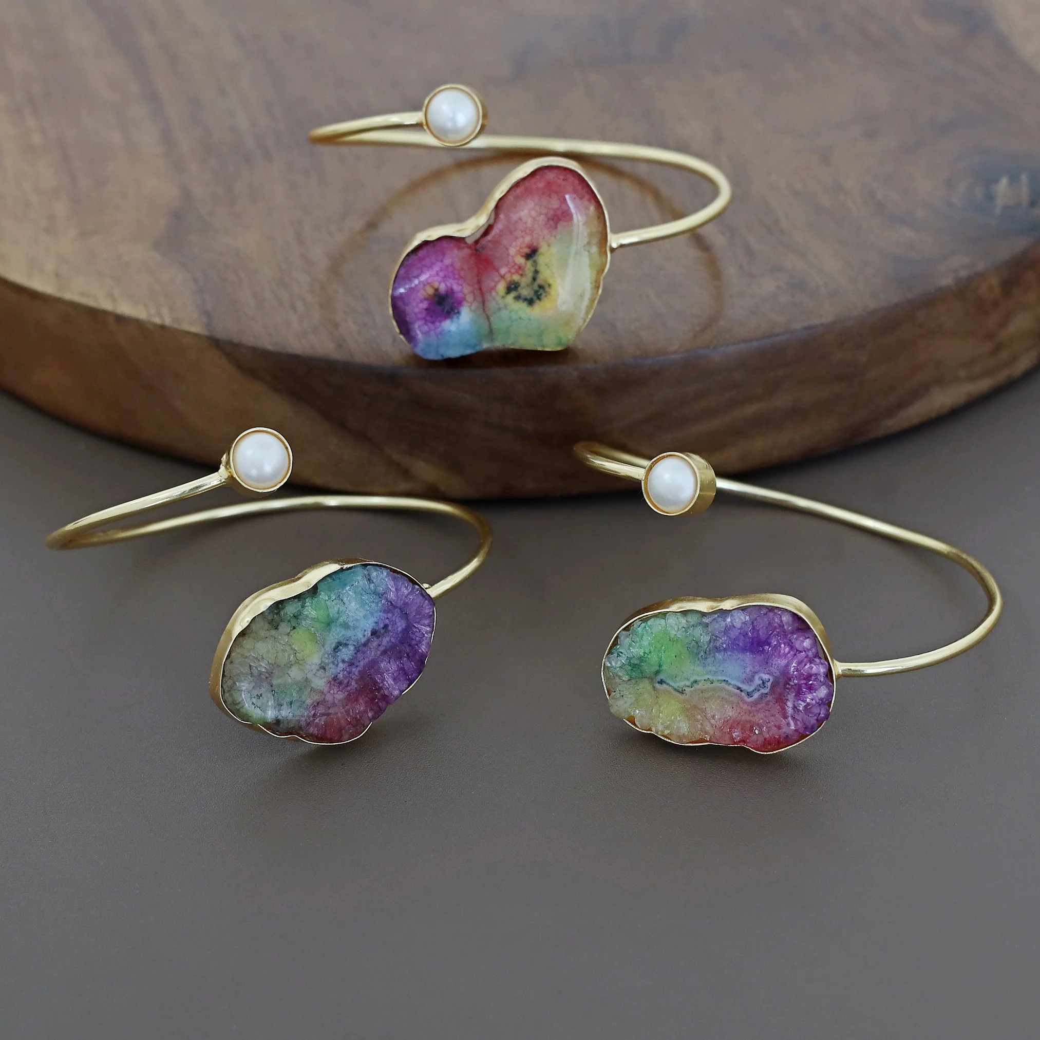 Trish Solar Agate + Pearl Bangle - Image 3