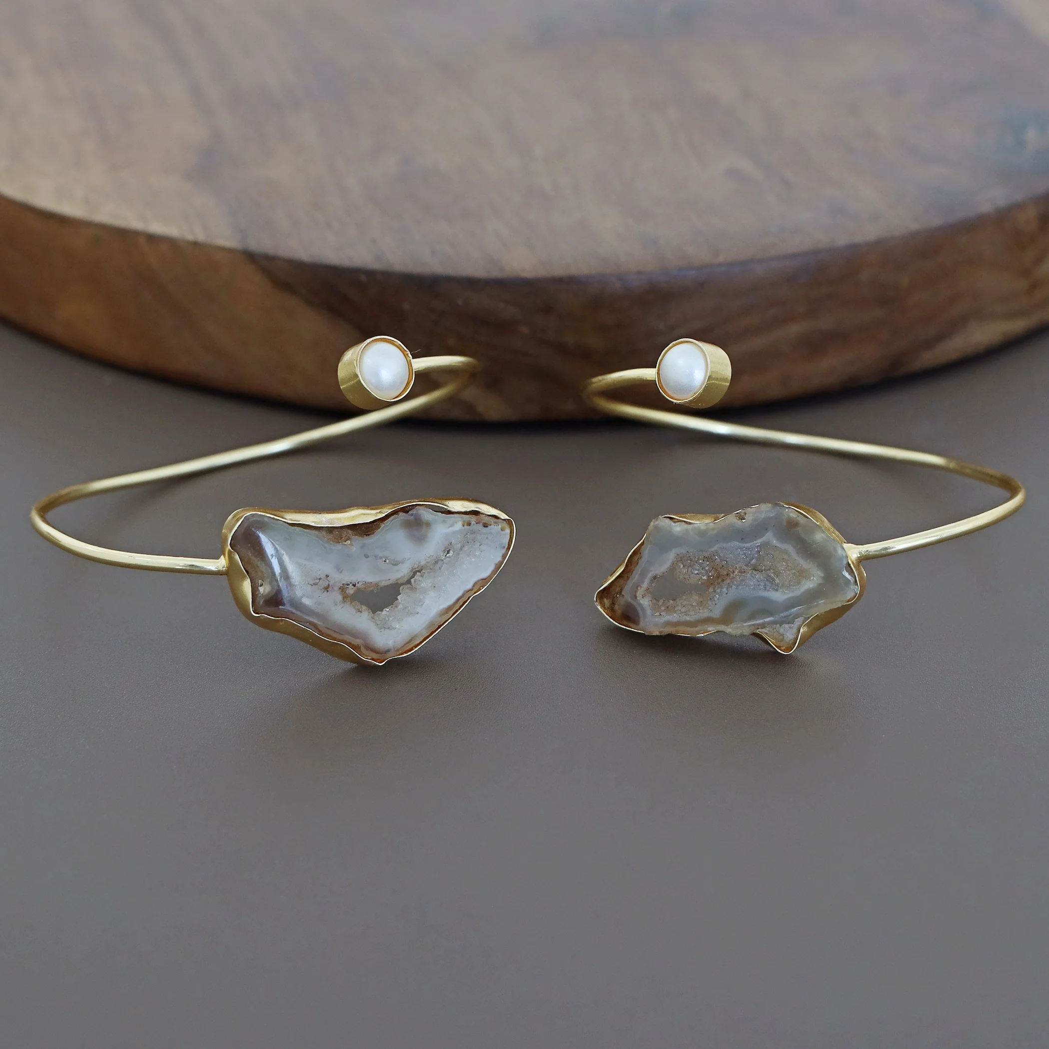 Trish Solar Agate + Pearl Bangle - Image 4