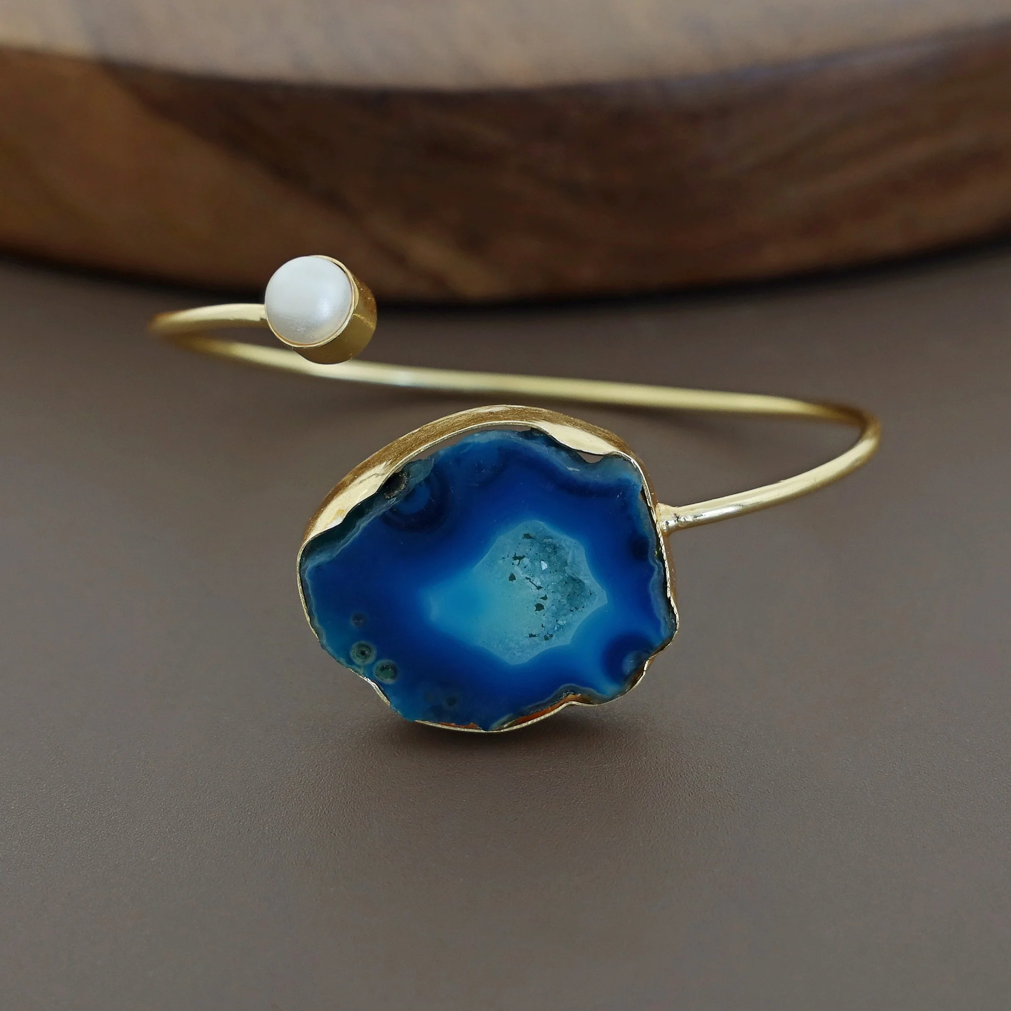 Trish Solar Agate + Pearl Bangle - Image 7