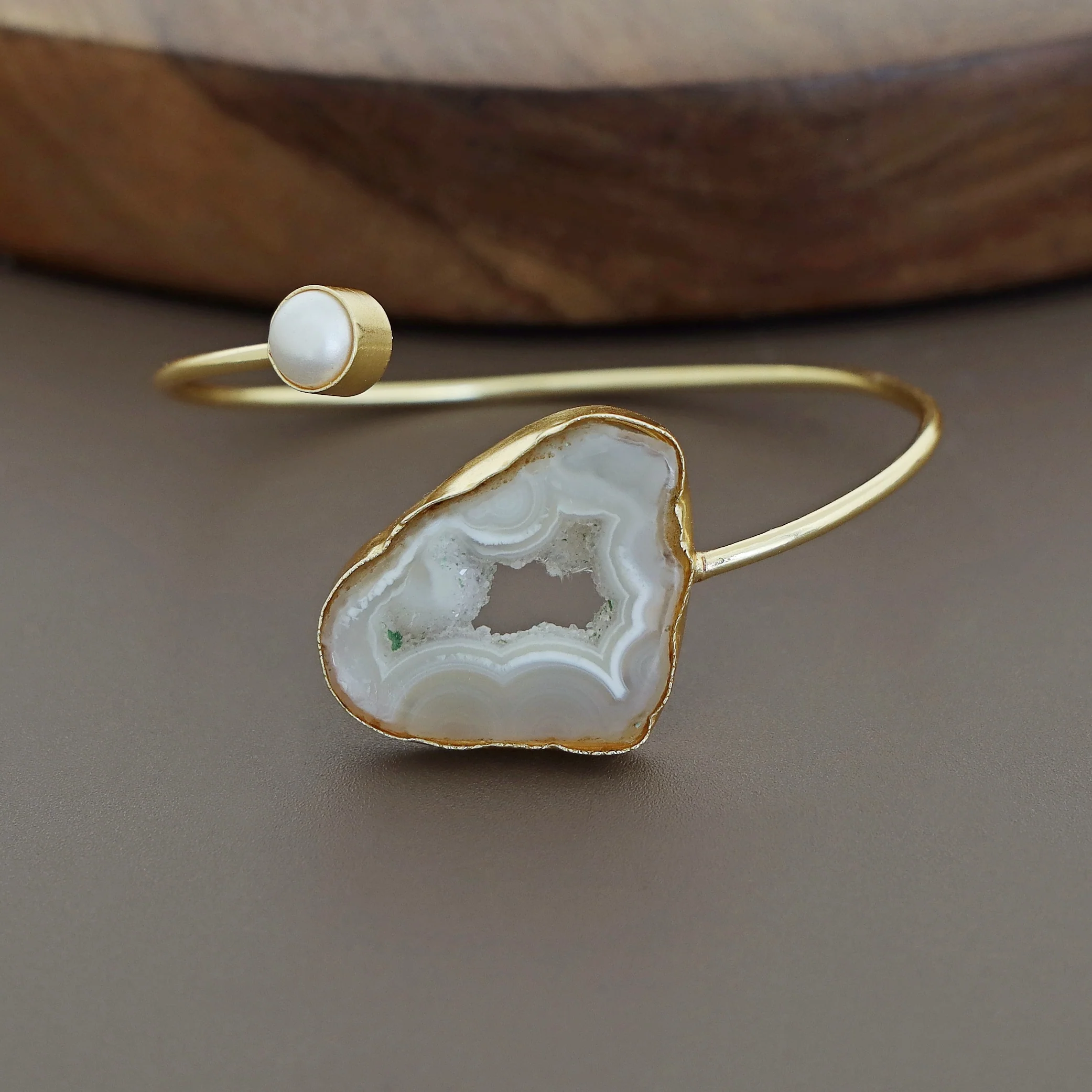 Trish Solar Agate + Pearl Bangle - Image 8