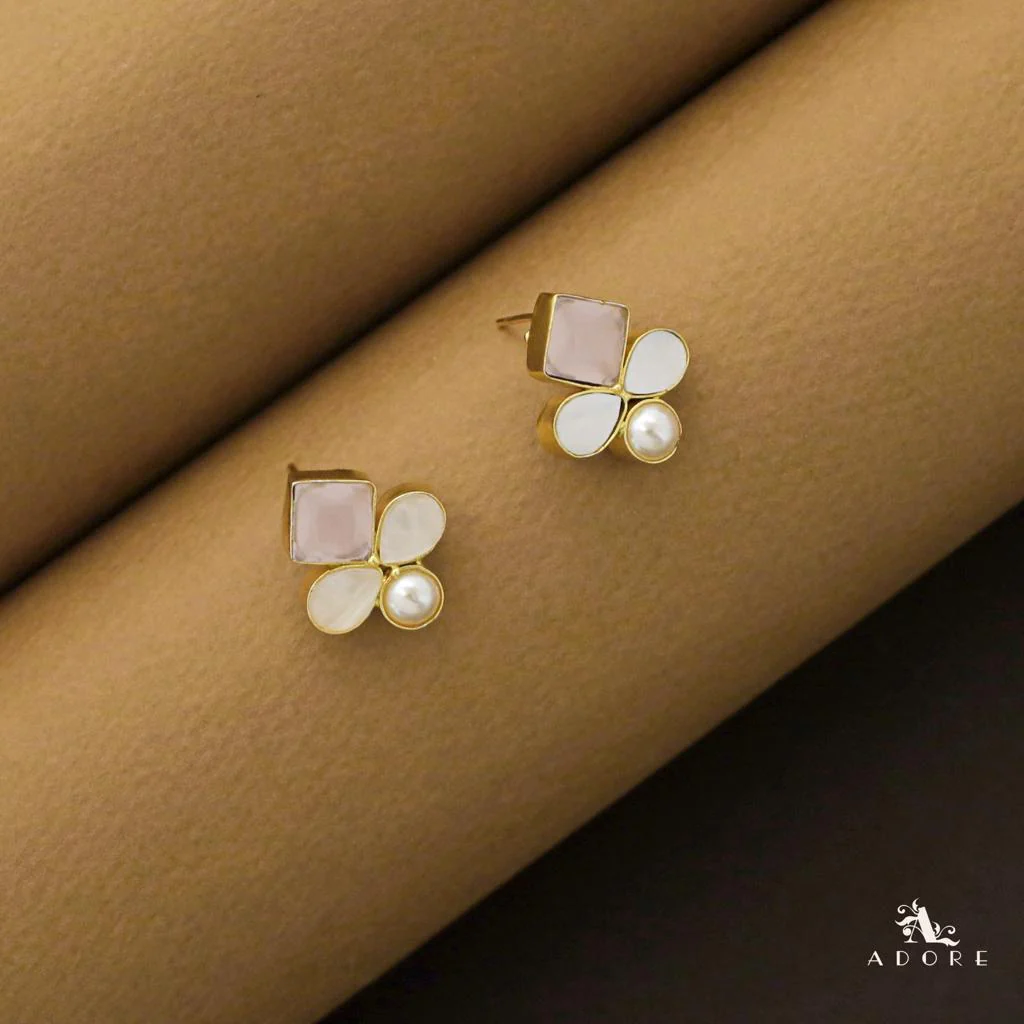 Twin Leaf Diamond Glossy MOP Stud - Image 7