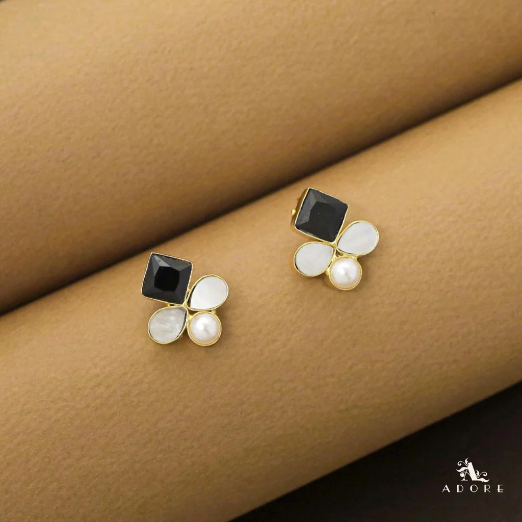 Twin Leaf Diamond Glossy MOP Stud - Image 9