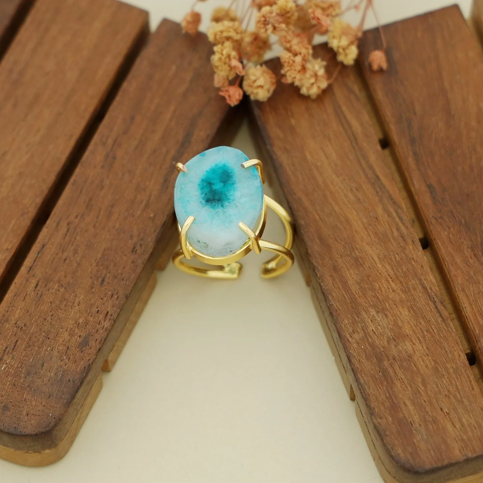 Two Layer Agate Claw Ring - Image 4