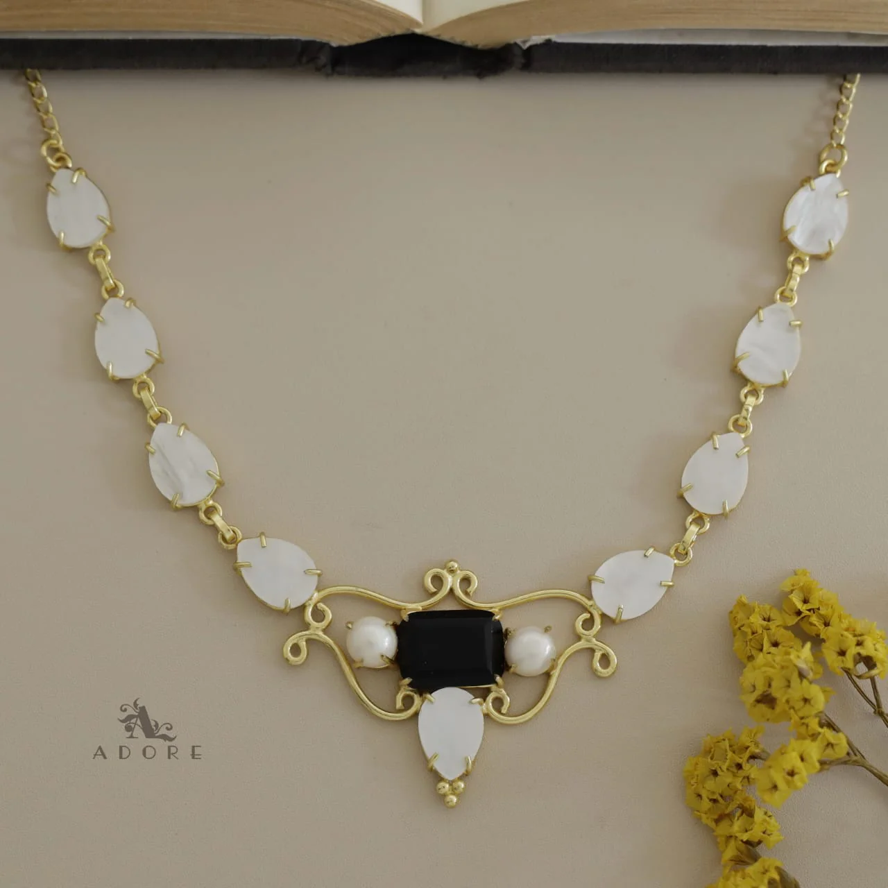 Umang Glossy Tear Drop Pearl Neckpiece - Image 3