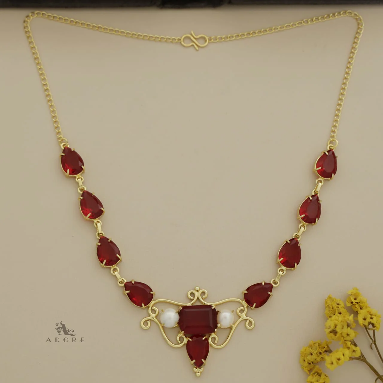 Umang Glossy Tear Drop Pearl Neckpiece - Image 4