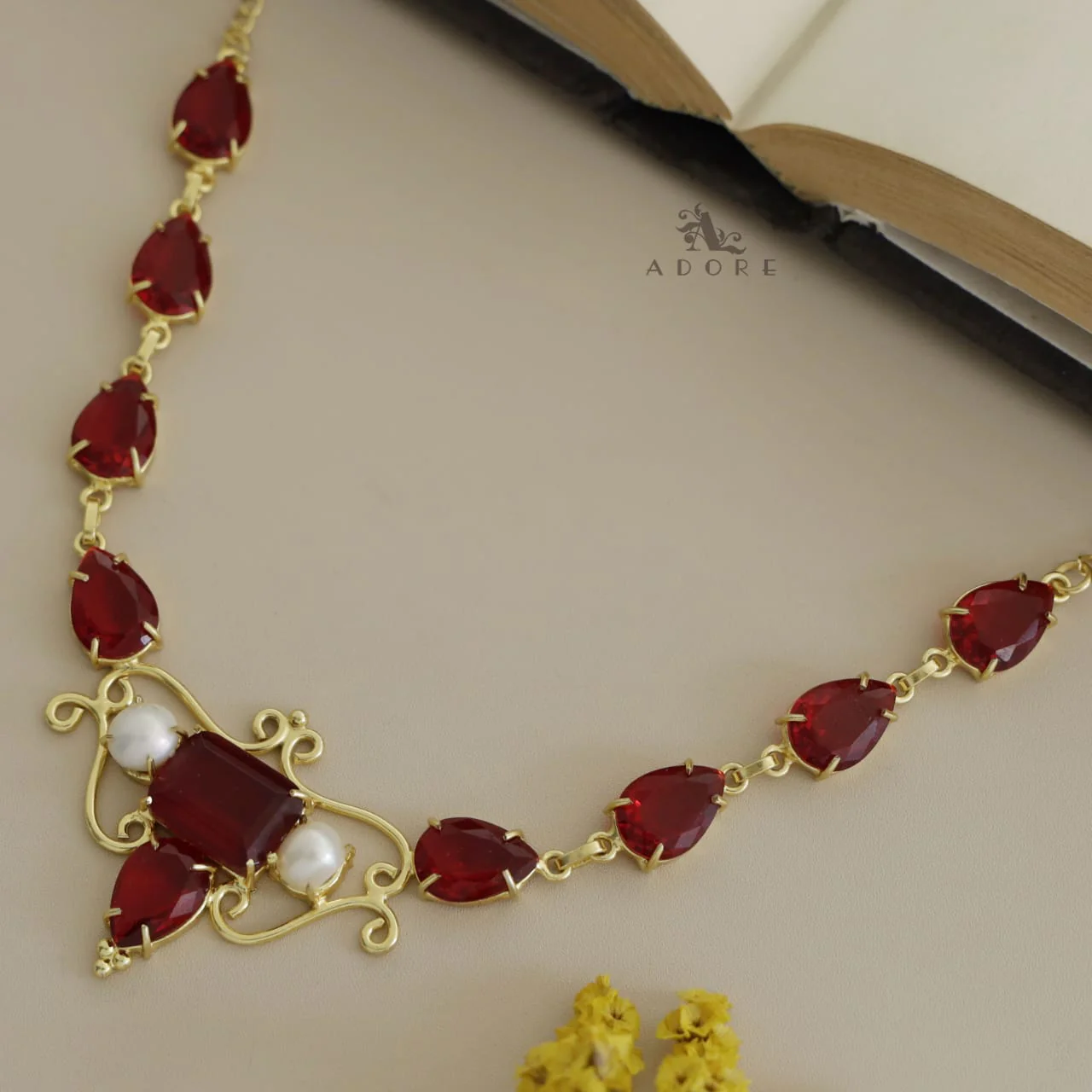 Umang Glossy Tear Drop Pearl Neckpiece - Image 5