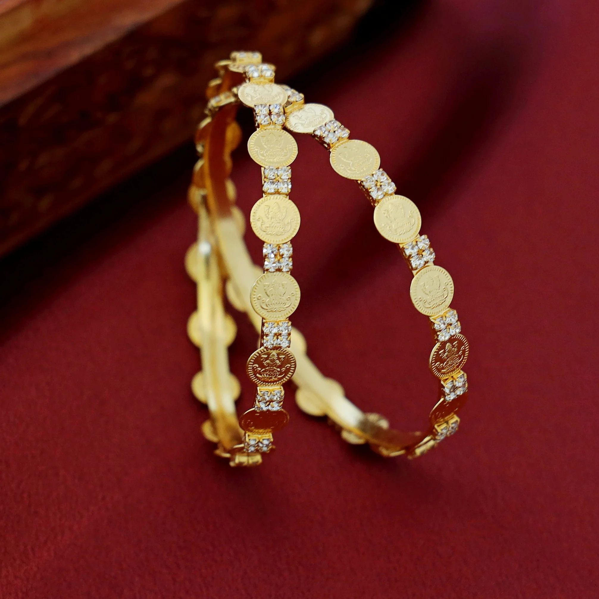 Upasana Mini Kashi AD Stone Bangle (Set Of 2) - Image 2