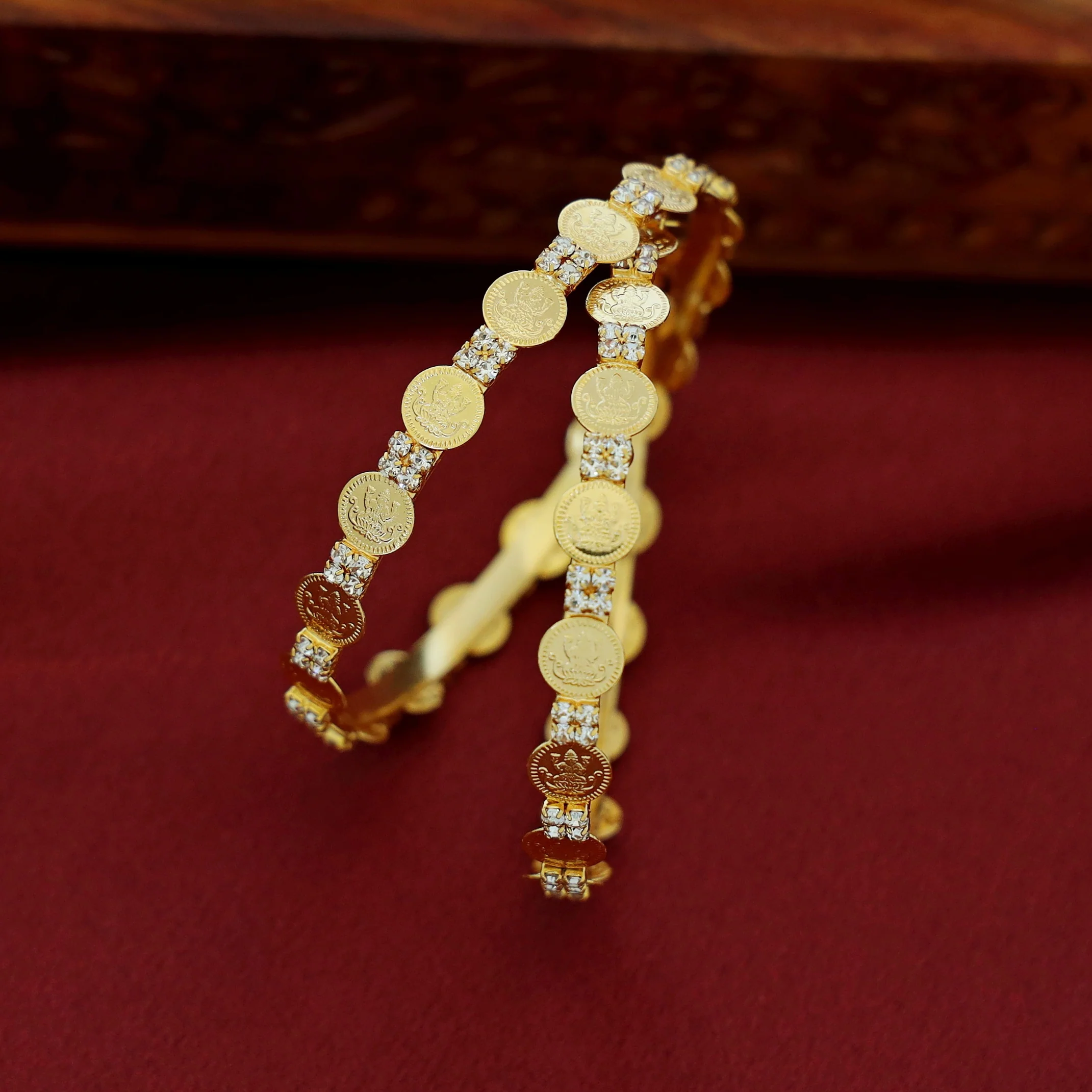 Upasana Mini Kashi AD Stone Bangle (Set Of 2) - Image 3
