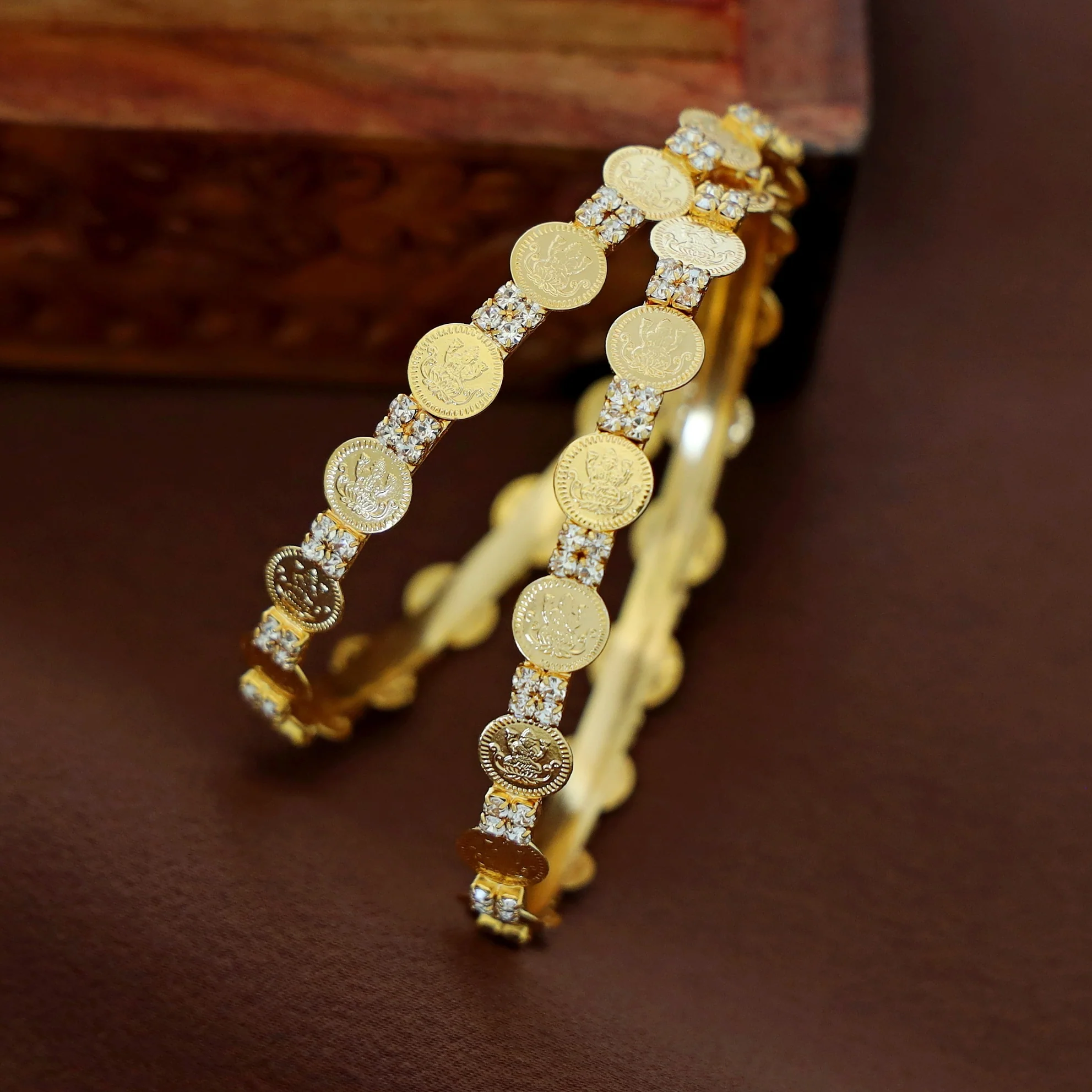 Upasana Mini Kashi AD Stone Bangle (Set Of 2) - Image 4