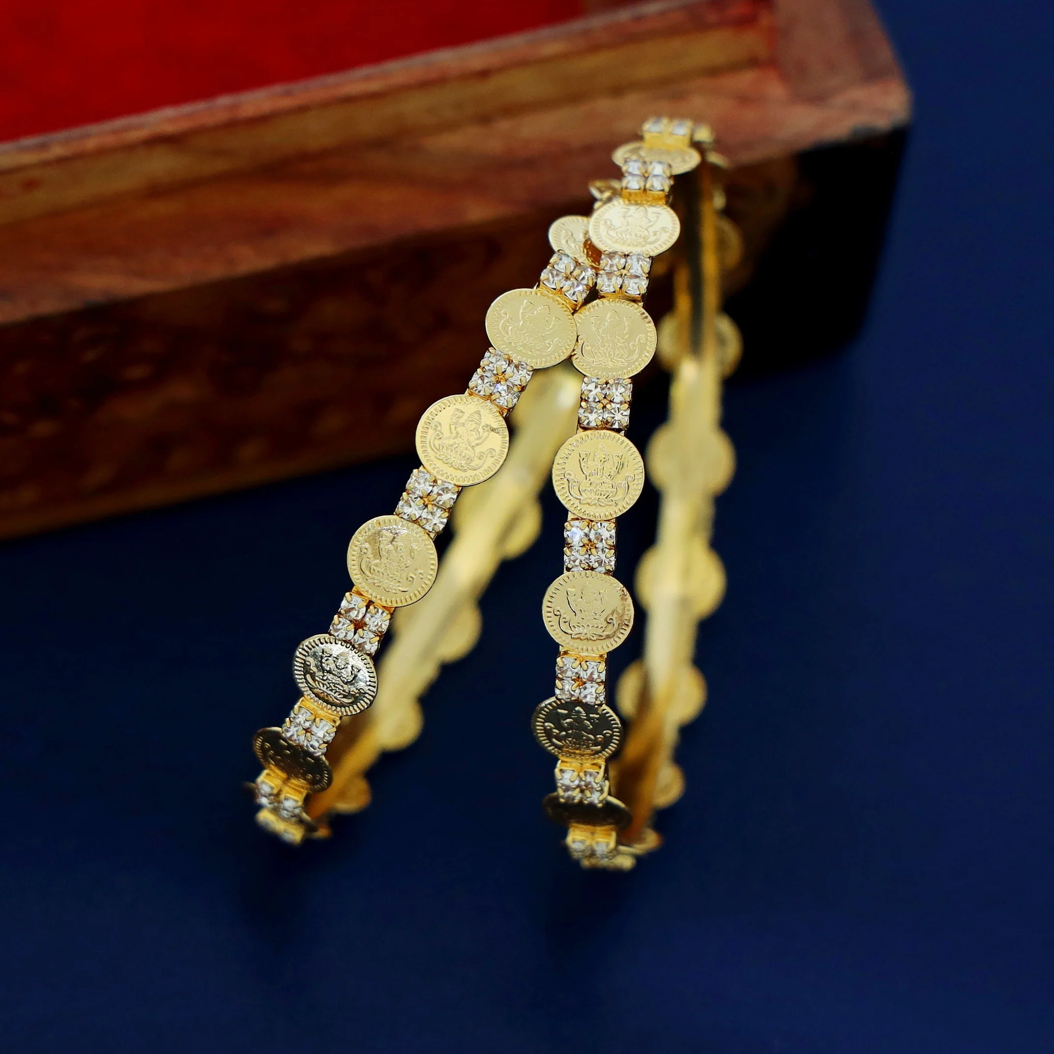 Upasana Mini Kashi AD Stone Bangle (Set Of 2) - Image 5
