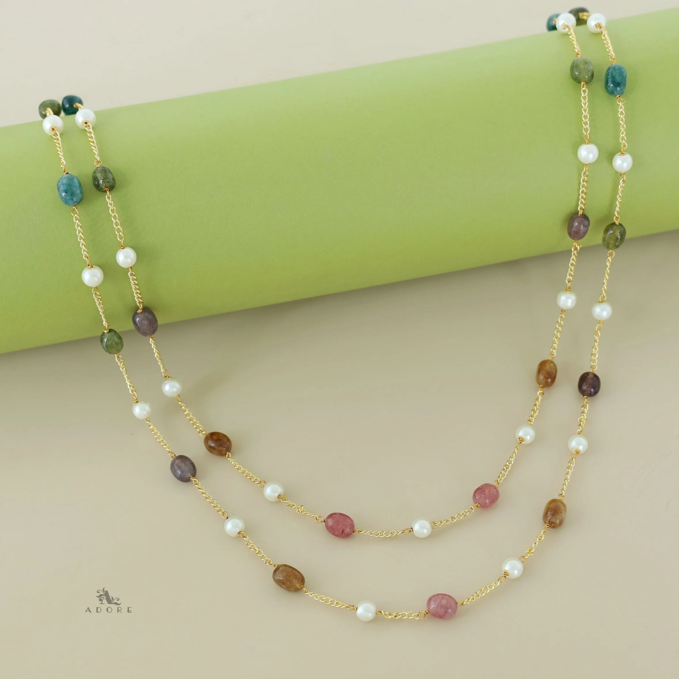 Usha Golden Two Layer Pearl Neckpiece - Image 21