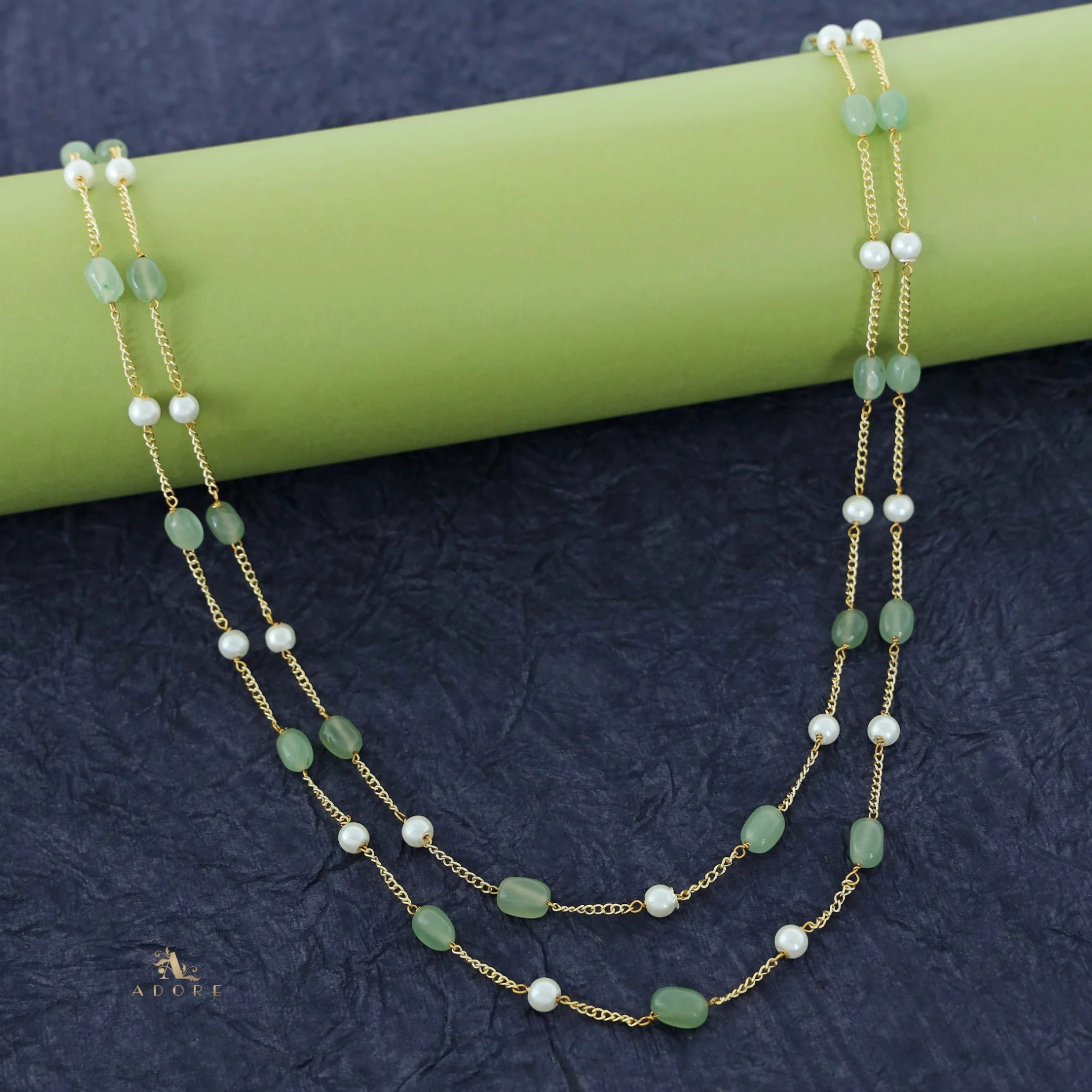 Usha Golden Two Layer Pearl Neckpiece - Image 22