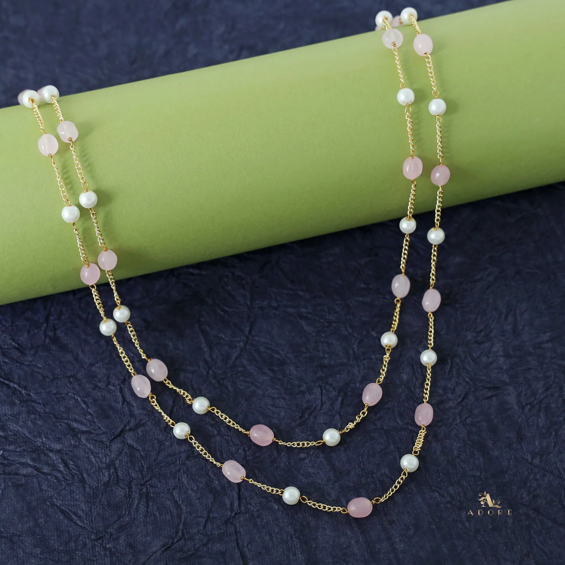 Usha Golden Two Layer Pearl Neckpiece - Image 23