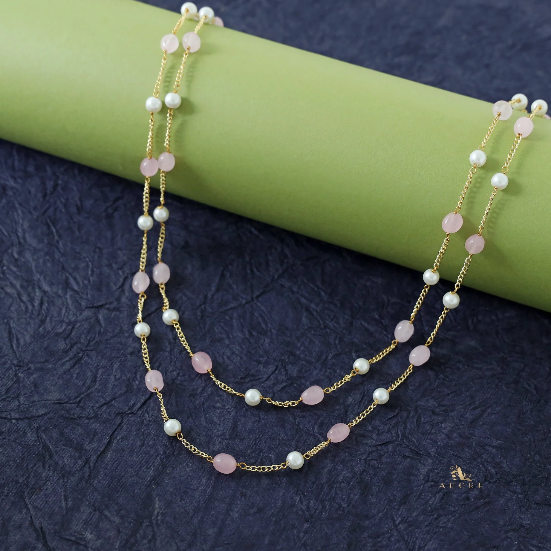 Usha Golden Two Layer Pearl Neckpiece - Image 25