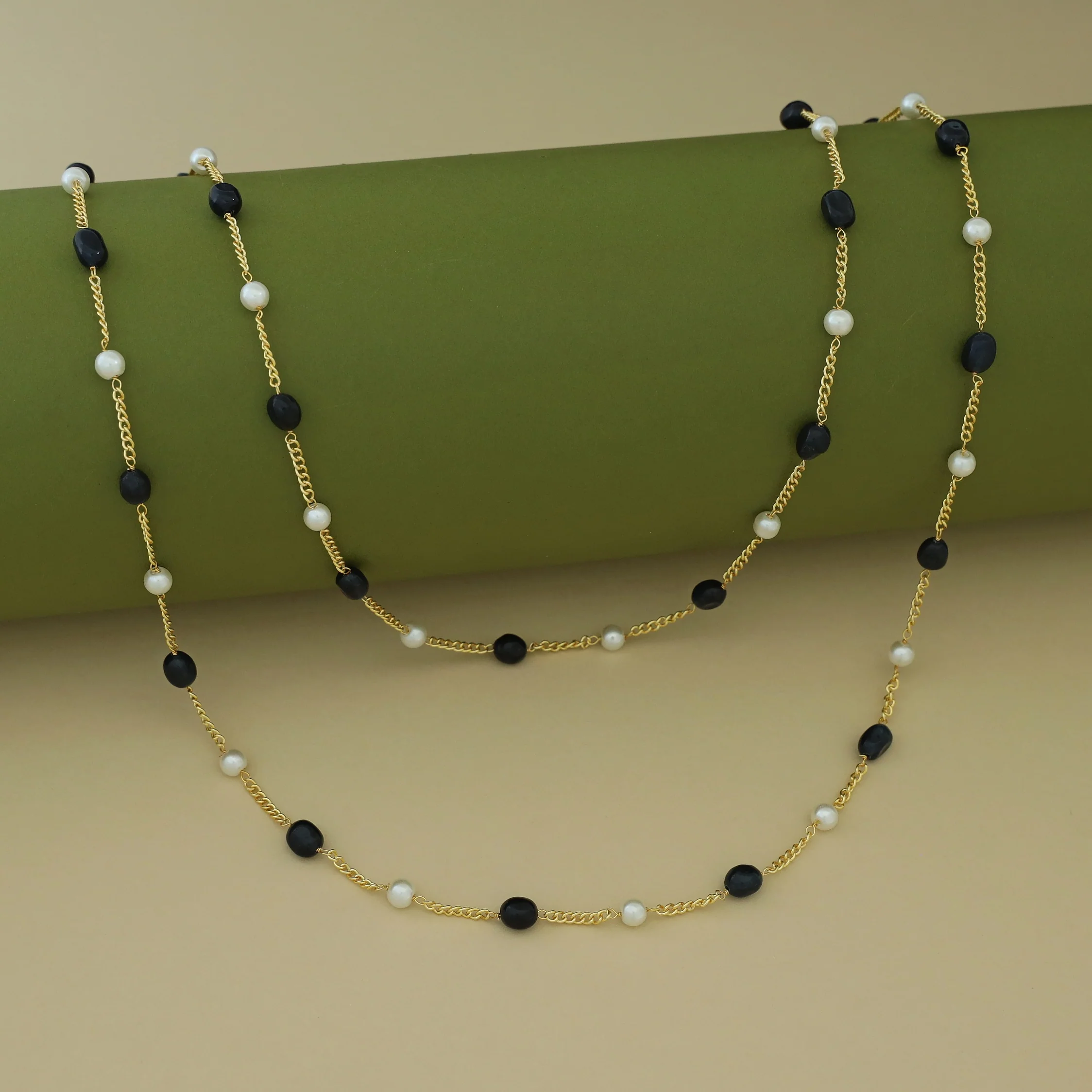 Usha Golden Two Layer Pearl Neckpiece - Image 27