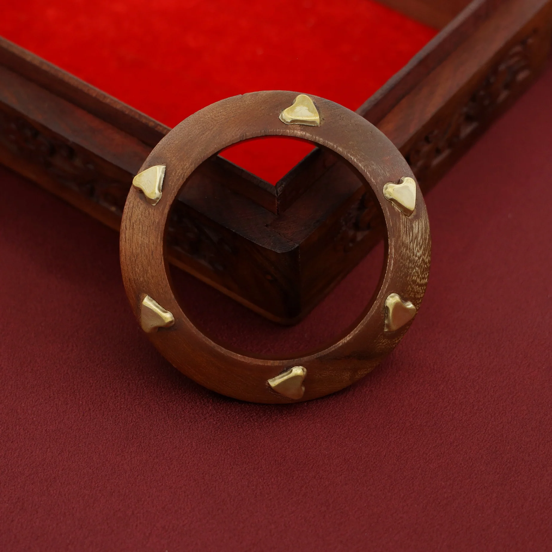Vagmi Golden Heart Wooden Bangle (Single Piece) - Image 4