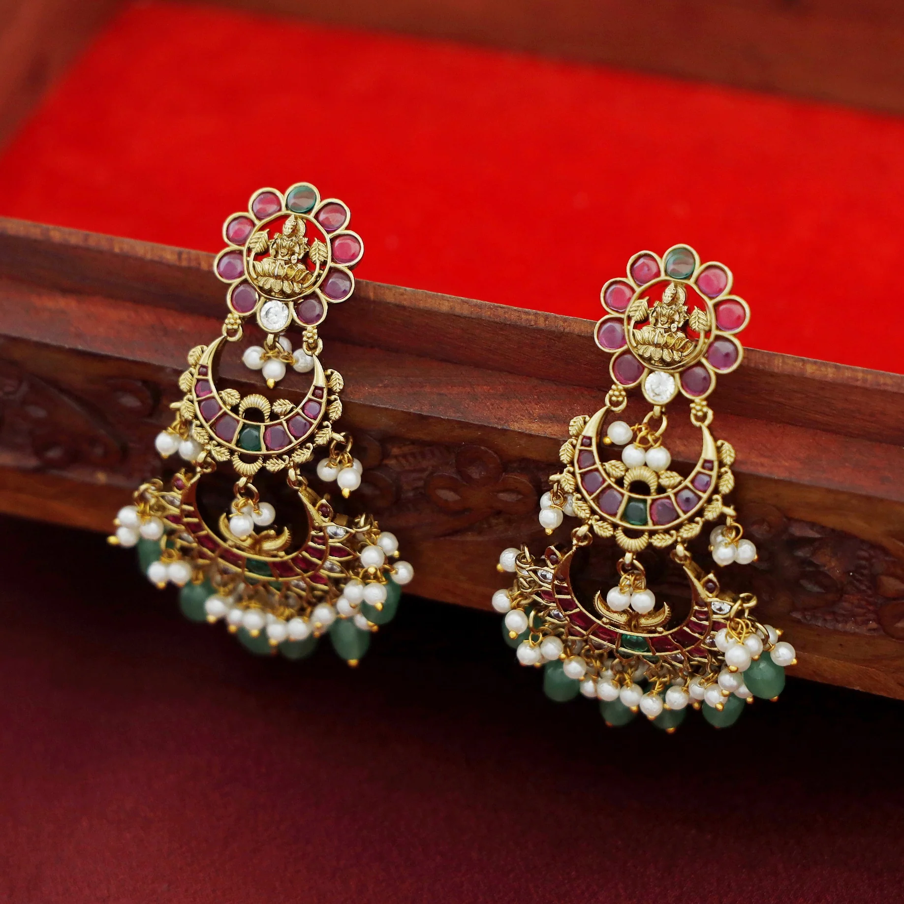Vainavi Devi Half Moon Pearl Beaded Earring - Image 3