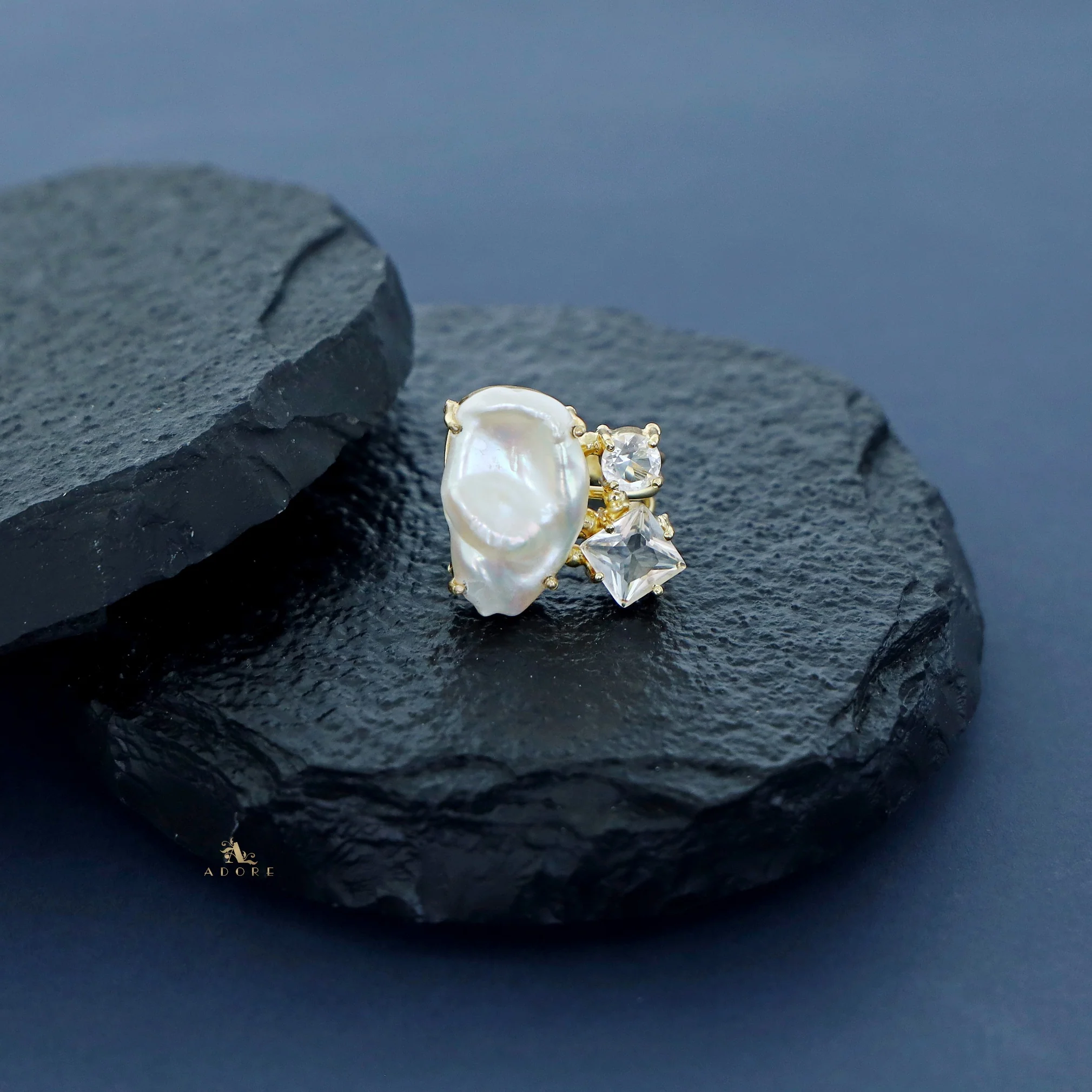 Vajra Glossy Stone Baroque Ring - Image 11