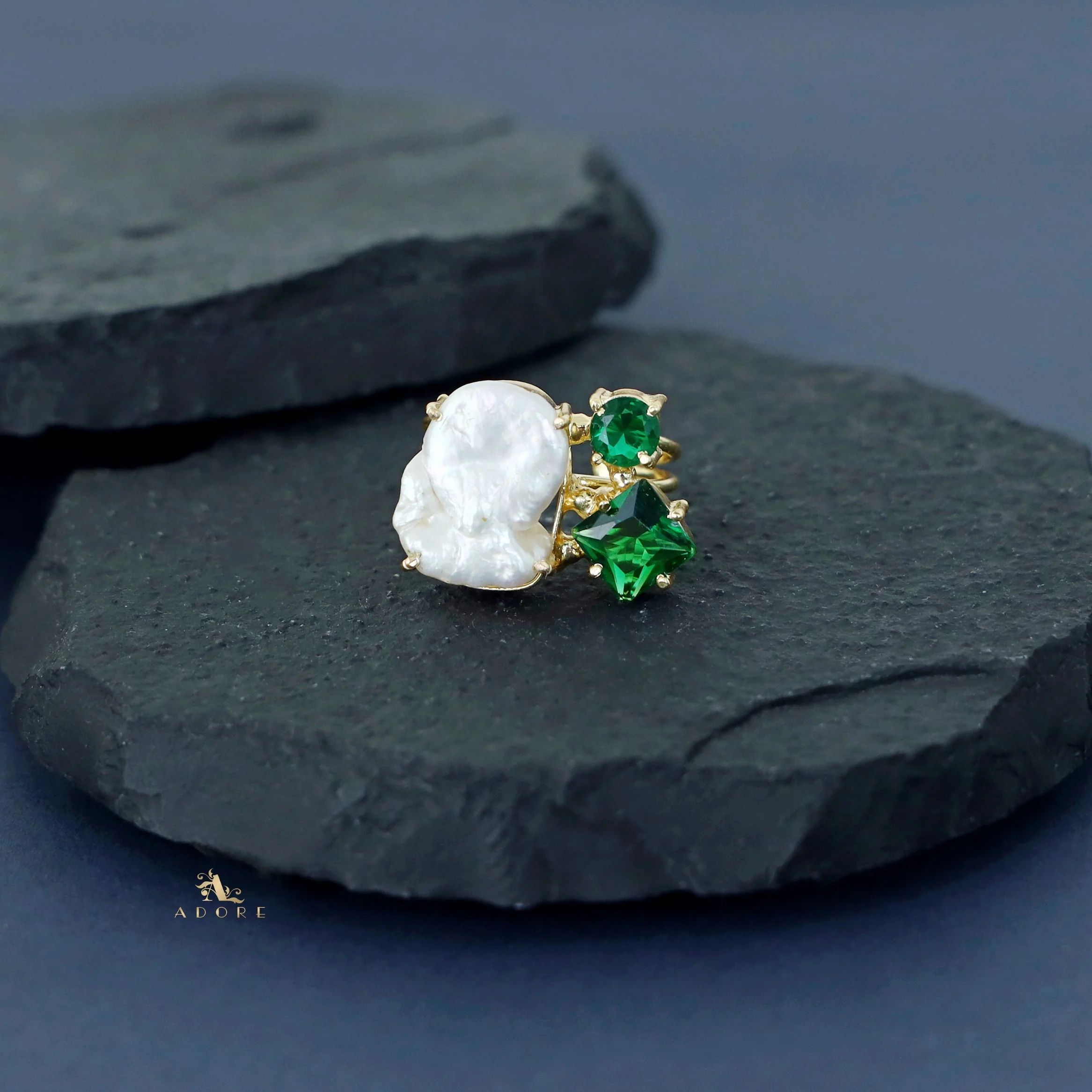 Vajra Glossy Stone Baroque Ring - Image 3