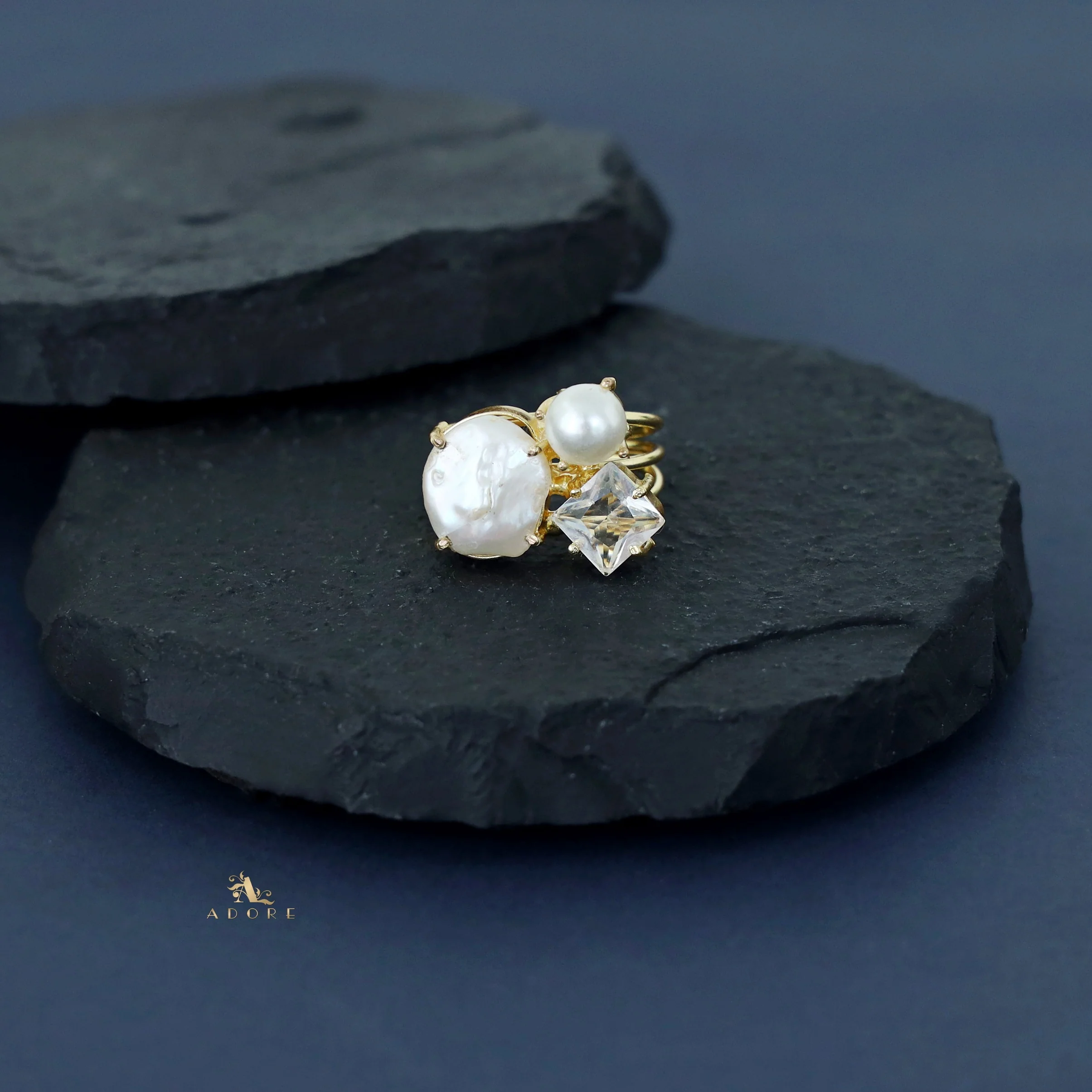 Vajra Glossy Stone Baroque Ring - Image 4