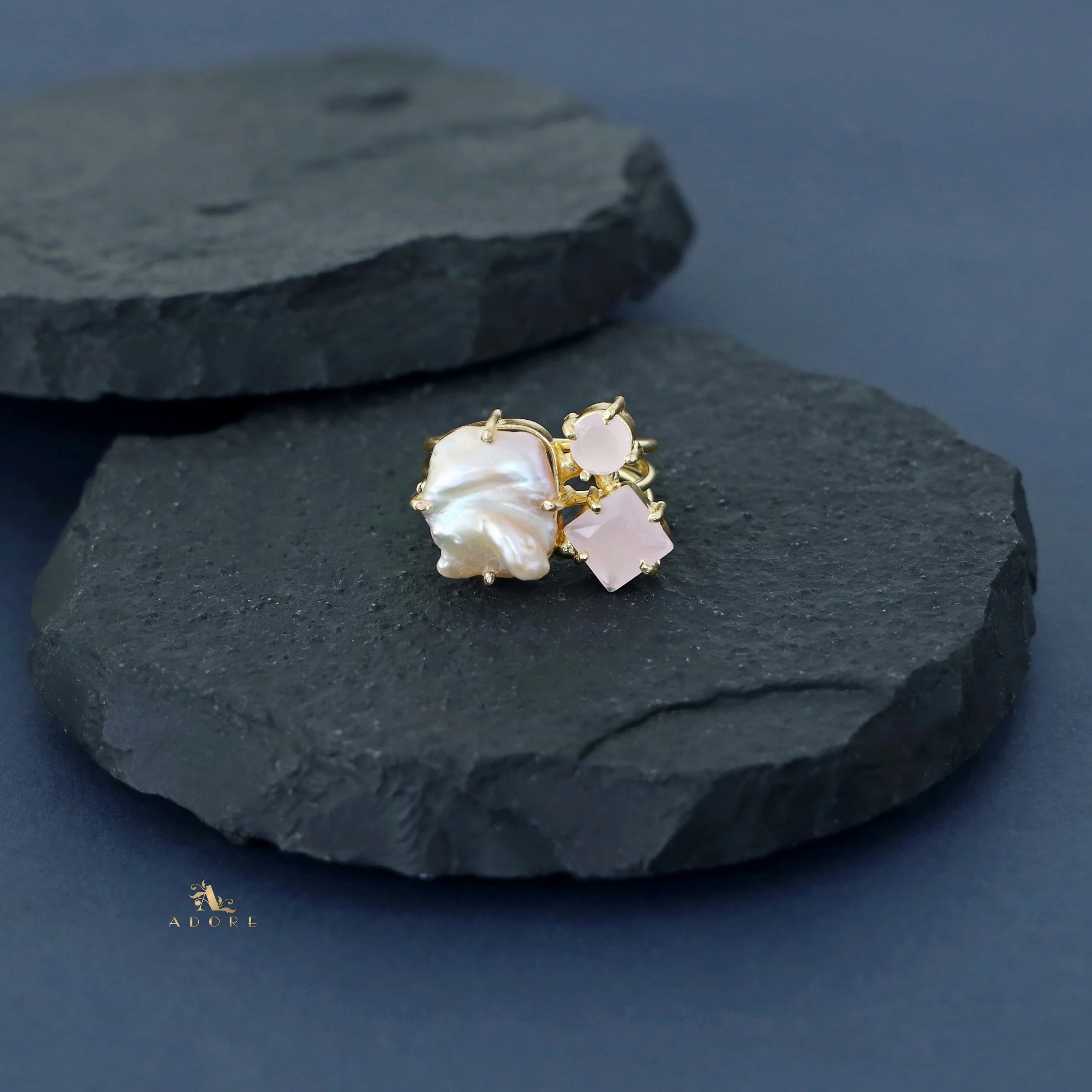 Vajra Glossy Stone Baroque Ring - Image 6