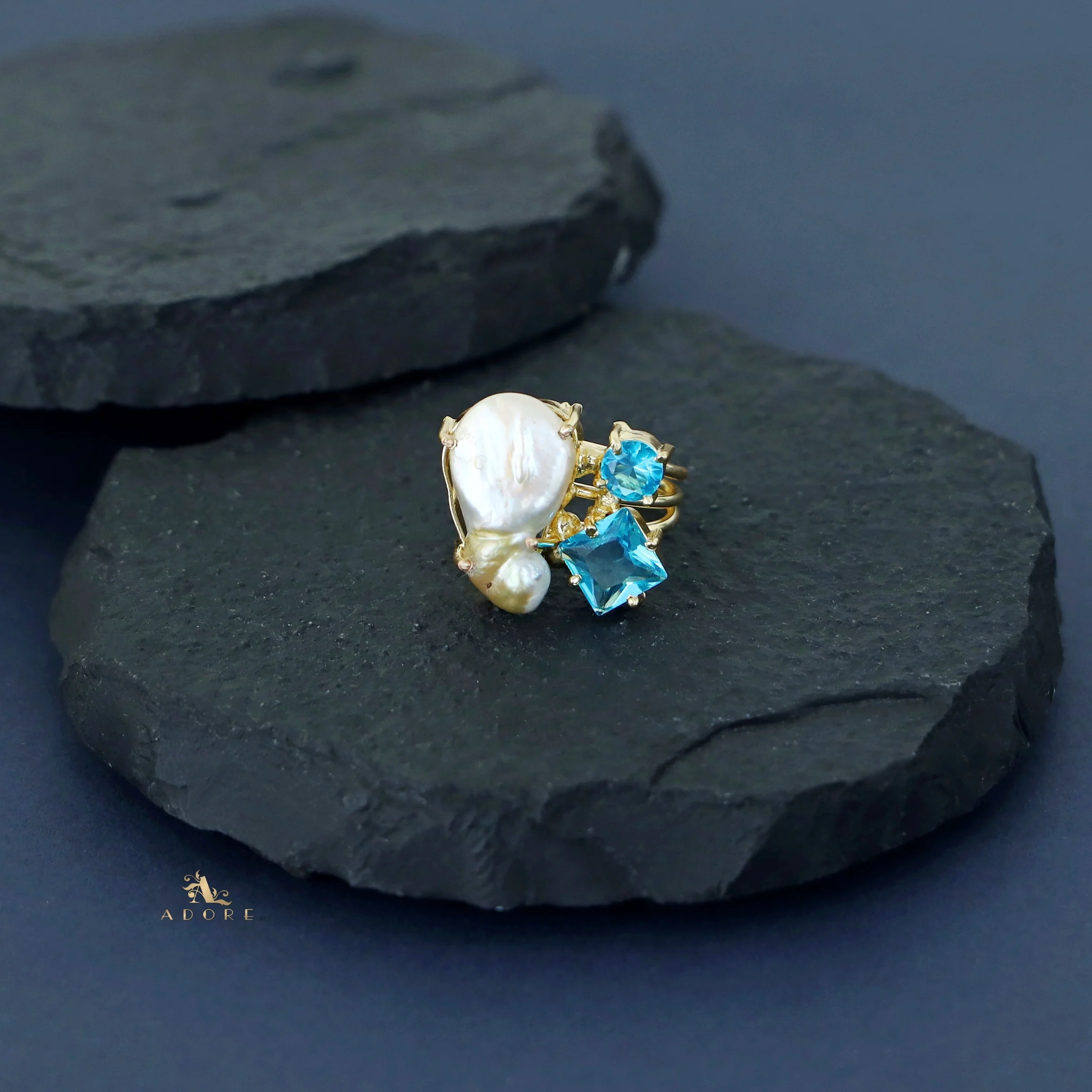 Vajra Glossy Stone Baroque Ring - Image 7