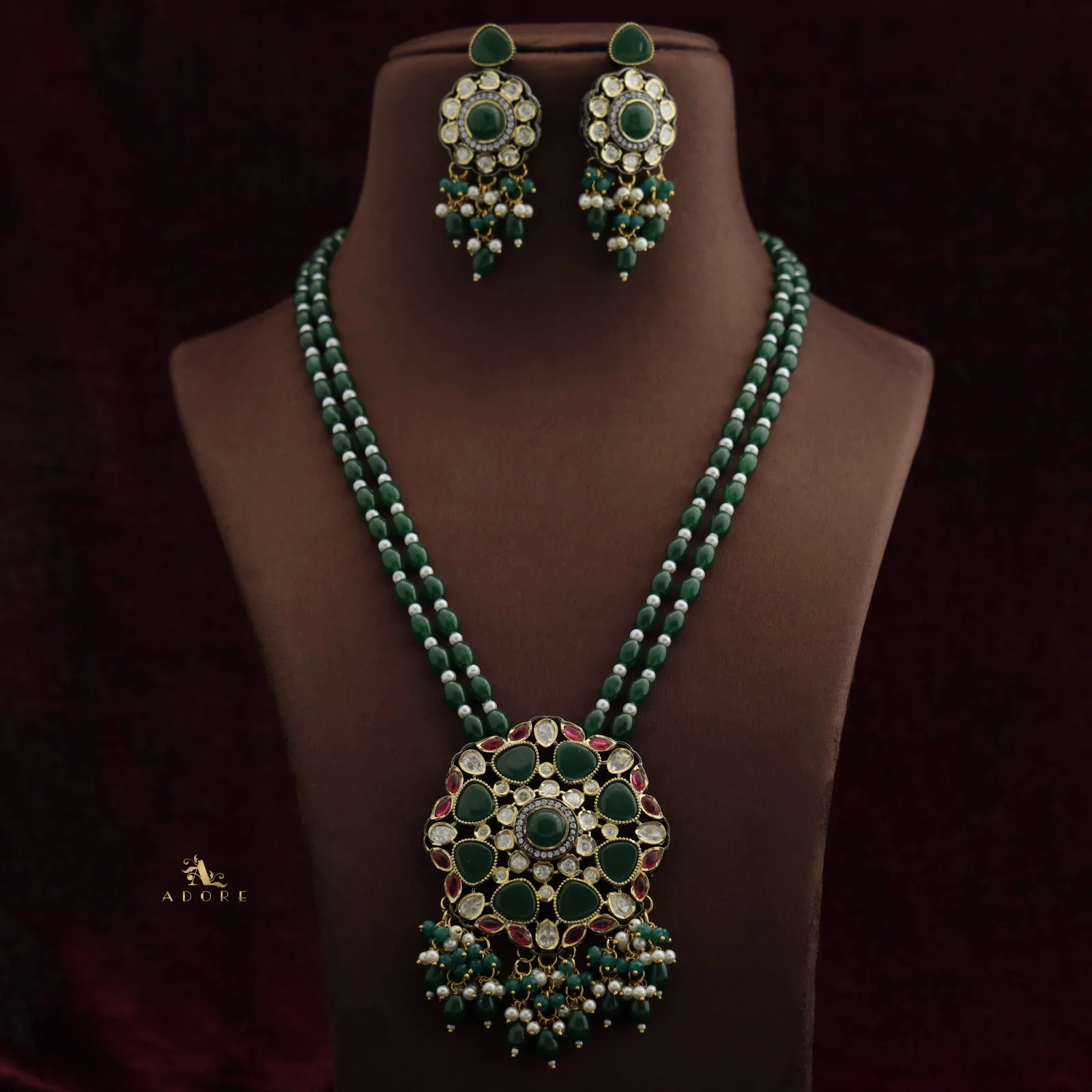 Vanessa Green Long Neckpiece With Earring - Image 2
