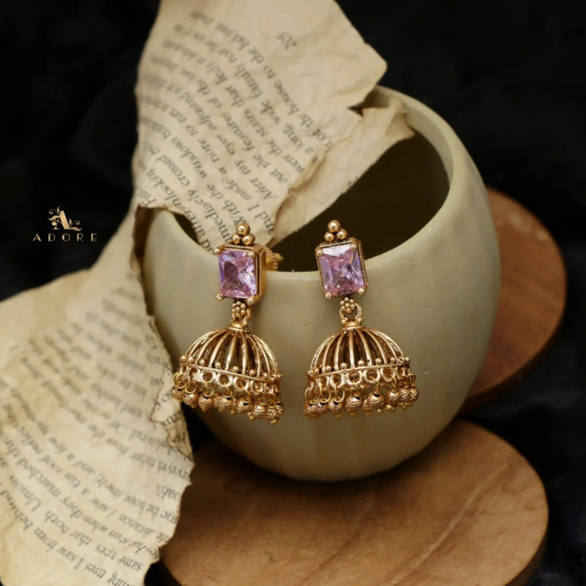 Varenya Gold Ball Jhumka - Image 5